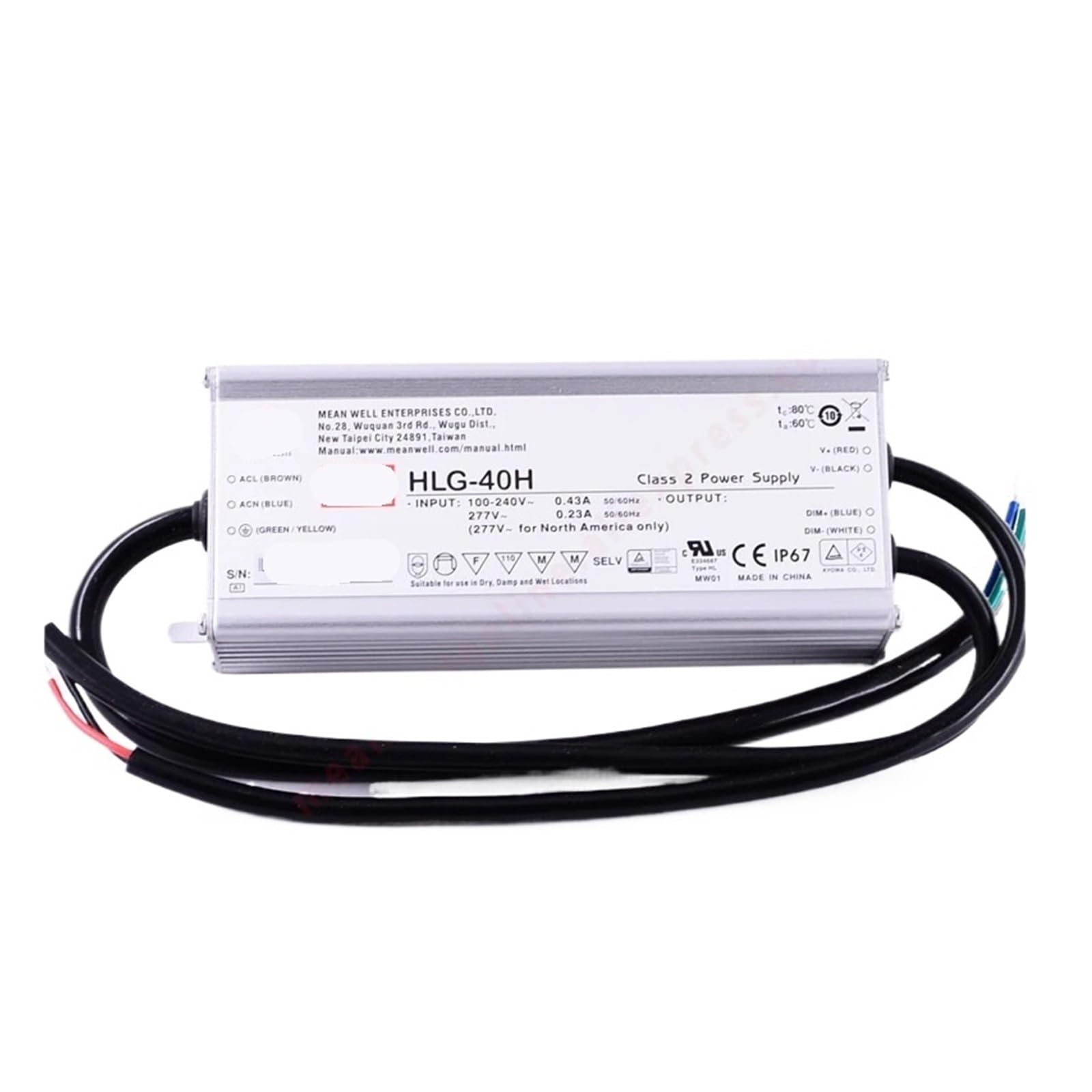 Pilote de LED à Courant Constant HLG-40H-48 alimentation 40W haute fiabilité
