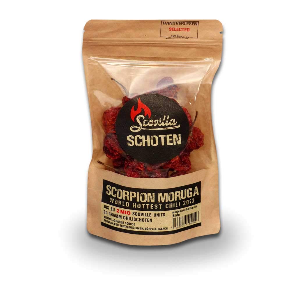 Scovilla s Scorpion Moruga Vainas secas, 20 g