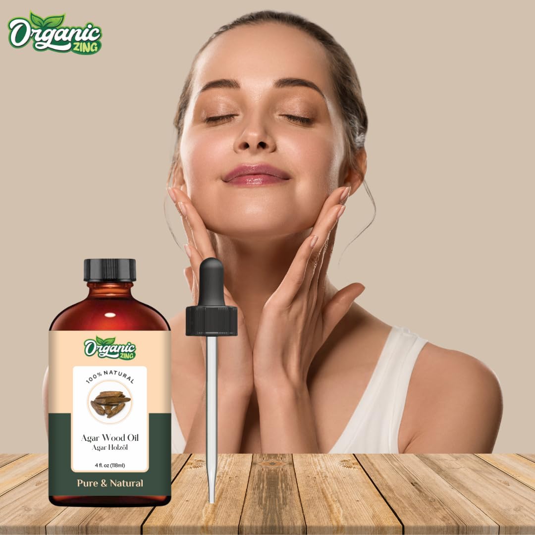 Organic Zing Agarwood Oil | Pure & Natural Essential Oil for Skincare, Hair Care & Massage - 118ml/3.99fl oz