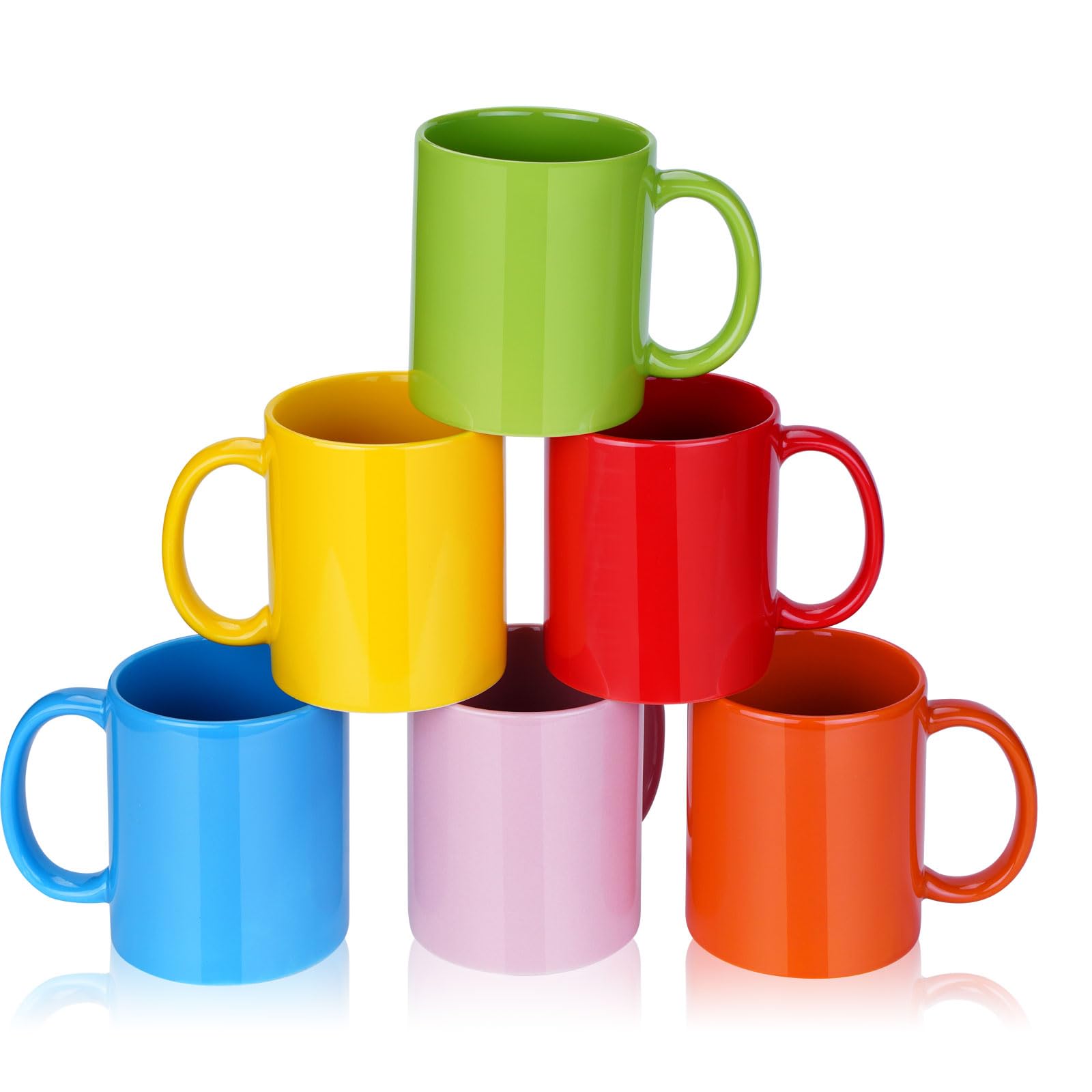 HYFLQNUPE Mug Sets 12oz set of 6, Ceramic Cups with Handle for Latte,Hot Tea, Cappuccino, Mocha, Cocoa Turquoise, Tea, Dishwasher, Oven, Microwave safe, Multi Colour (6, Multicor)