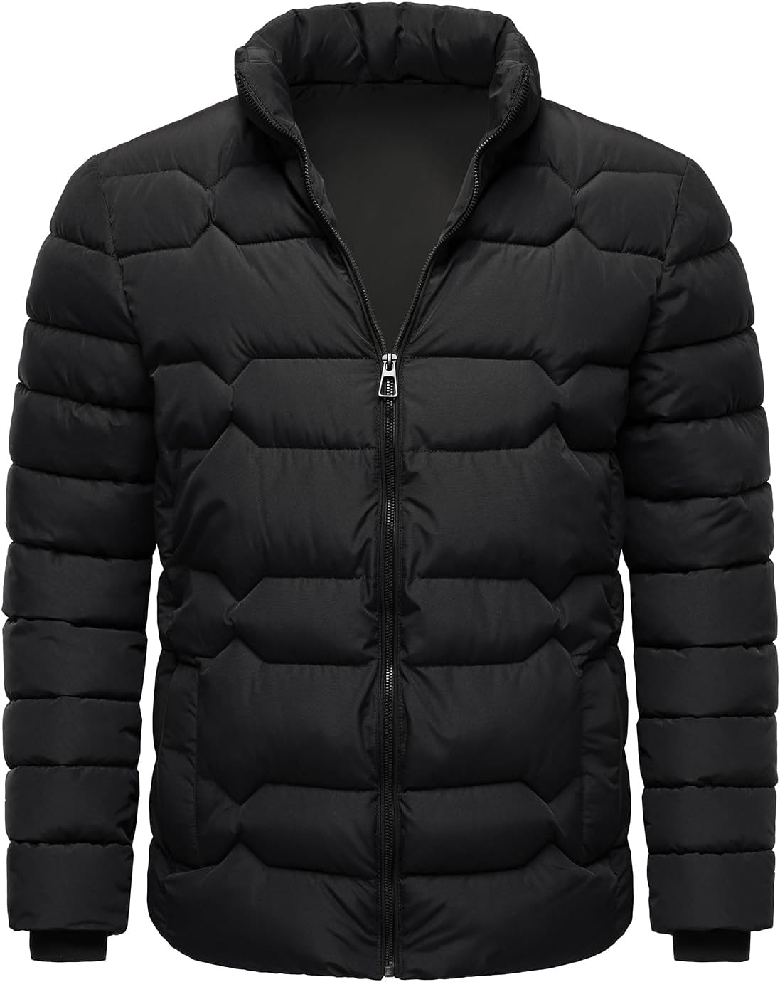 HOOD CREW Mens Puffer Jackets Lightweight Warm Winter Coats Stand Collar Full Zip Windproof Insulated Jacket - Image 2