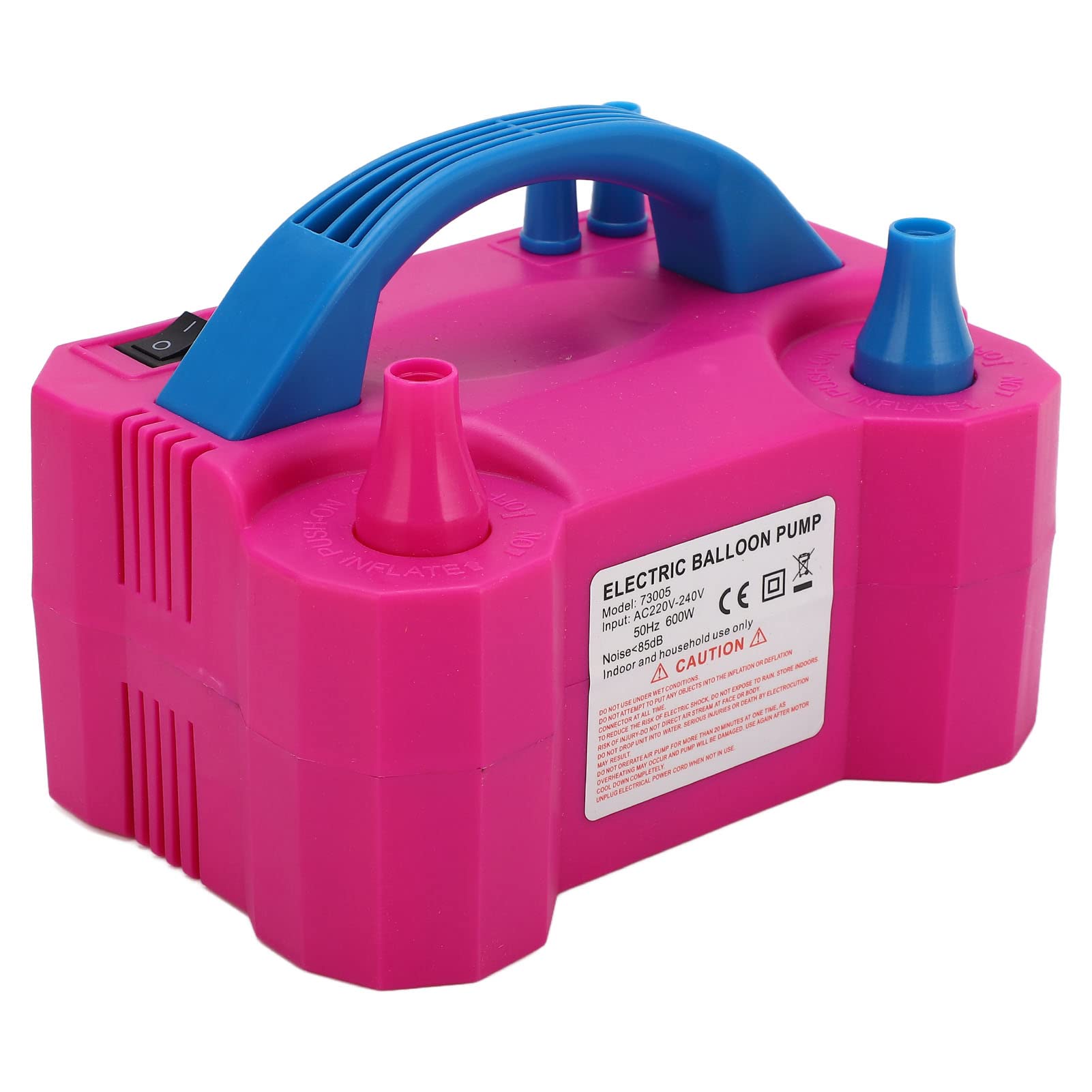600W Electric Air Balloon Pump Dual Nozzle Automatic Balloon Inflator Blowing Machine Rose Red (EU Plug 220-240V)