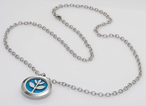 Miniatura 7 de Plant Guru Juego de collar difusor de aceites esenciales con mezcla de respiración de 0.3 fl oz, colgante de medallón de acero inoxidable de 0.984