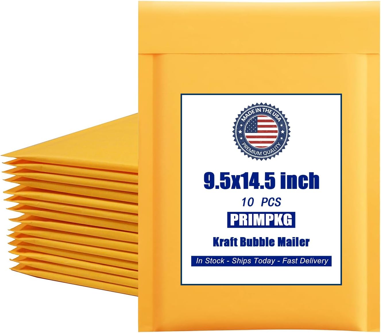 PRIMPKG 9.5in x 13.5in Kraft bubble mailer, ziplock mailer
