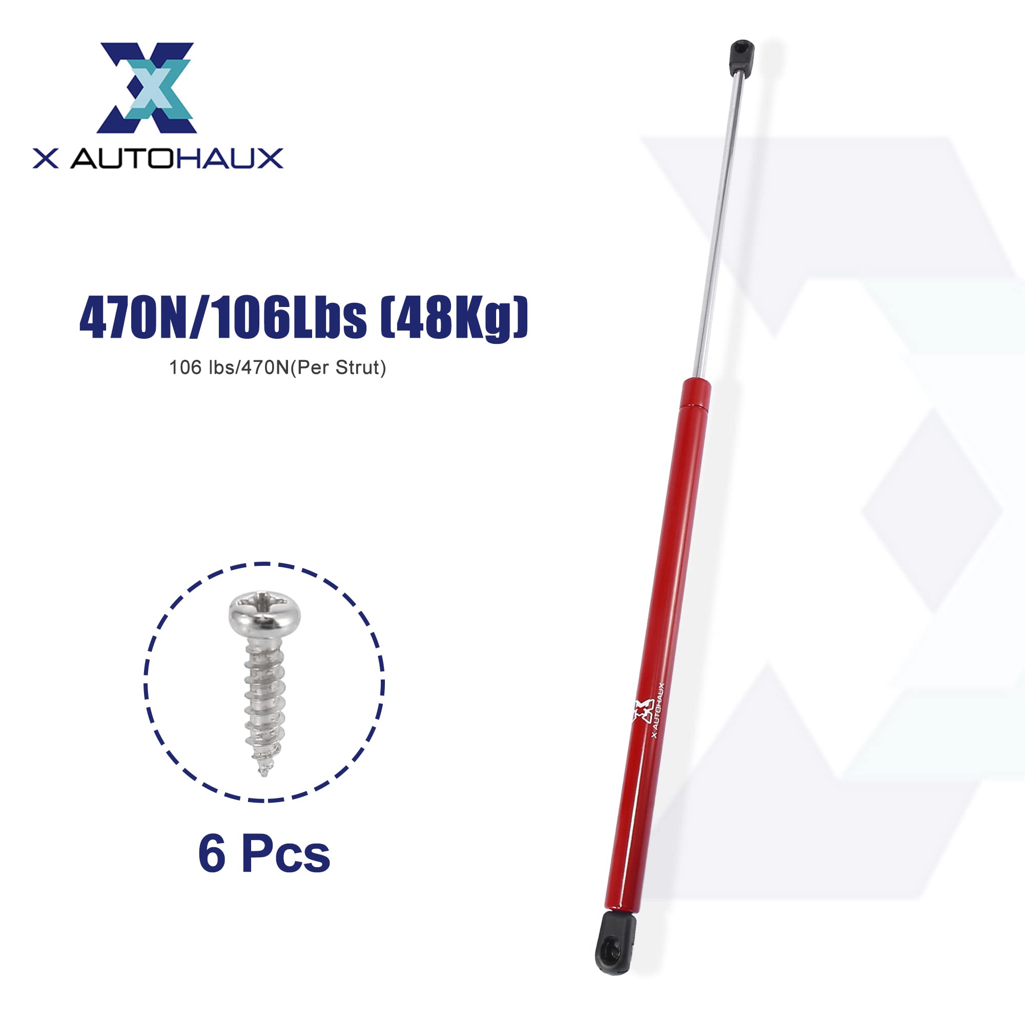 X AUTOHAUX Vérin à gaz 470N/48kg Amortisseur à gaz Charnière 600mm Longue Levage Porte Support Meuble Rouge