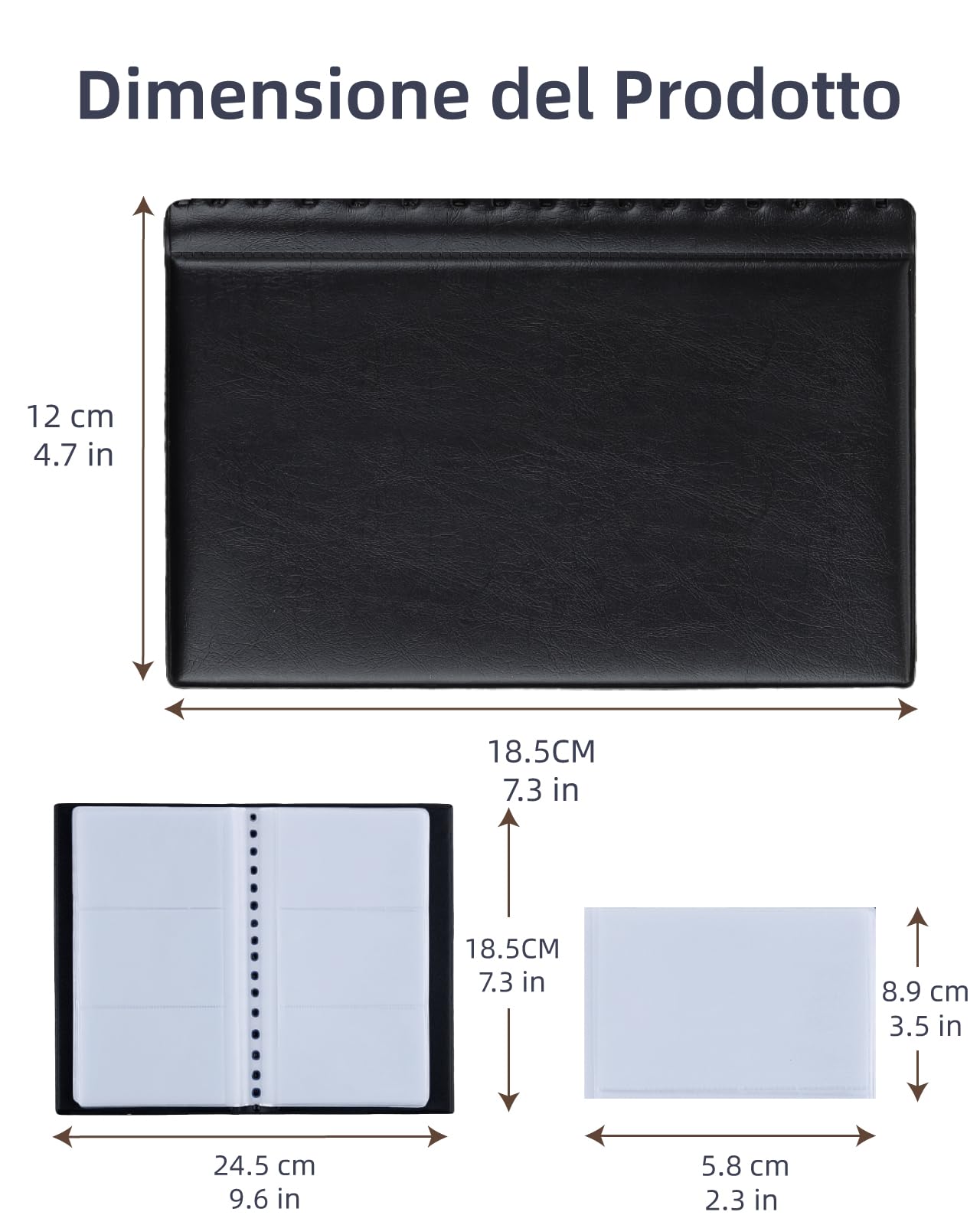 Zacro Porta Biglietti da Visita in PVC 240 Carte Portafoglio Porta Carte di Credito Nero