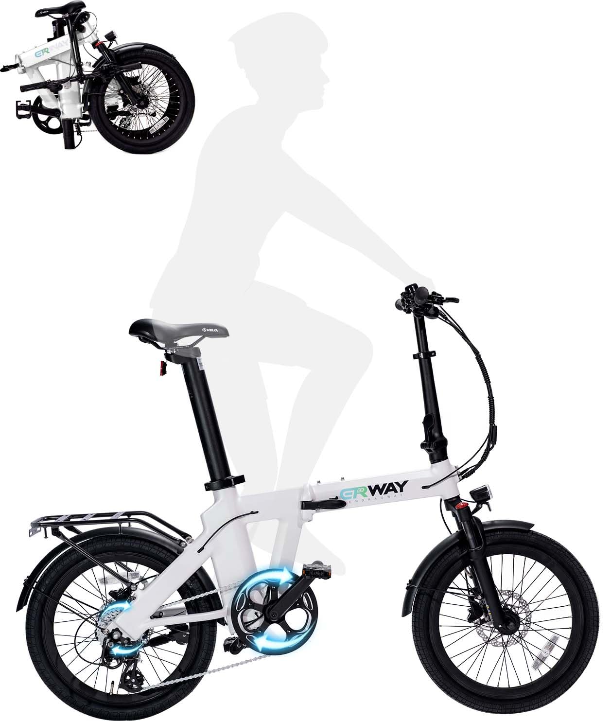 Amazon | ERWAY 電動自動車 電動アシスト自転車 折りたたみ自転車 20
