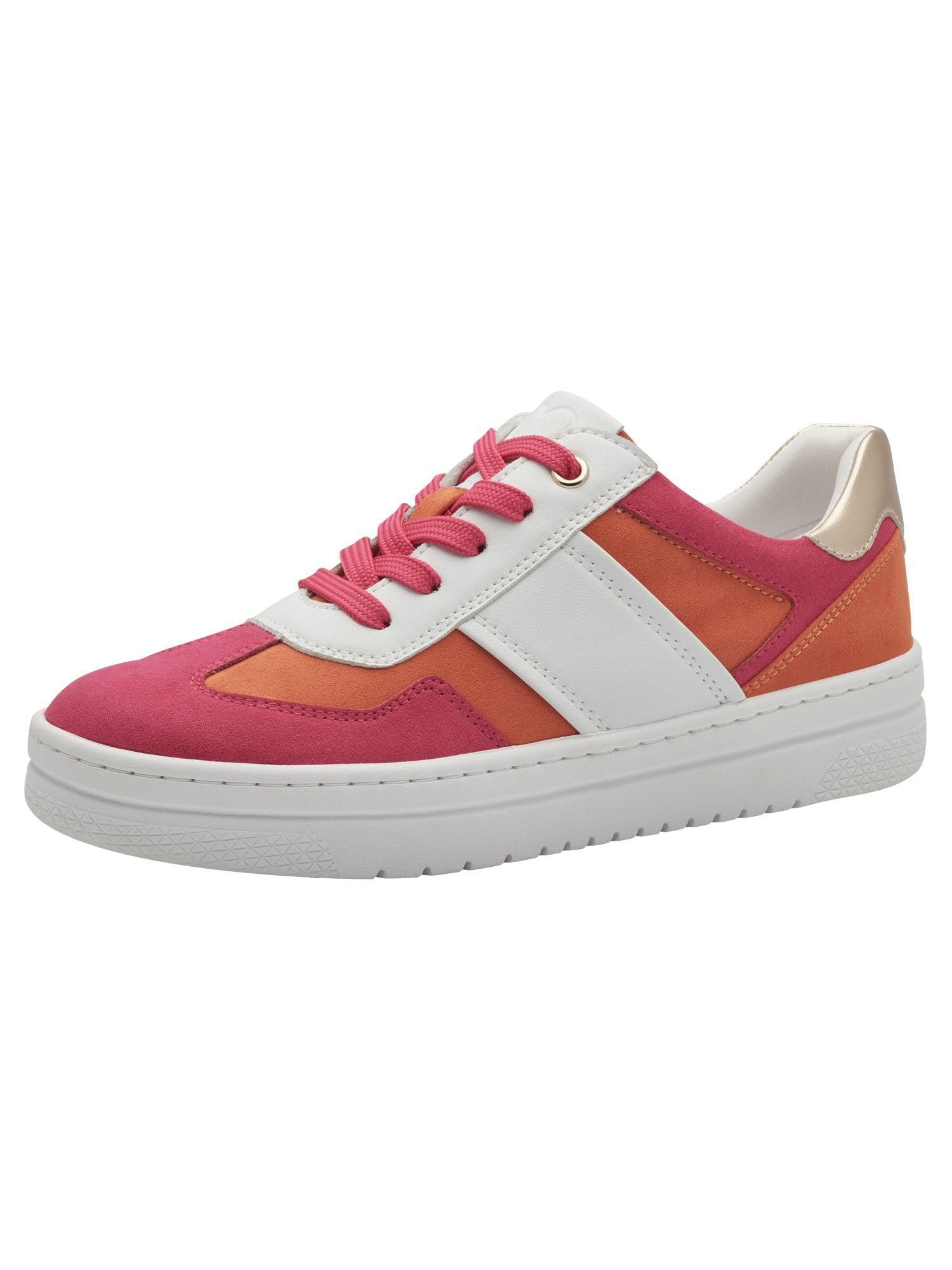 MARCO TOZZI Women's Vegan Flat Thick Sole Trainers, White Berry, 8.5 UK
