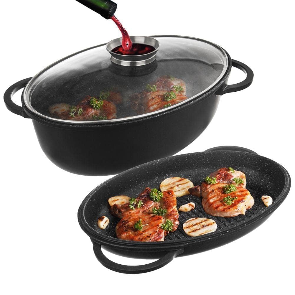 orion group Cacerola con revestimiento de granito con tapa, 3 en 1 | GRANDE 10 L