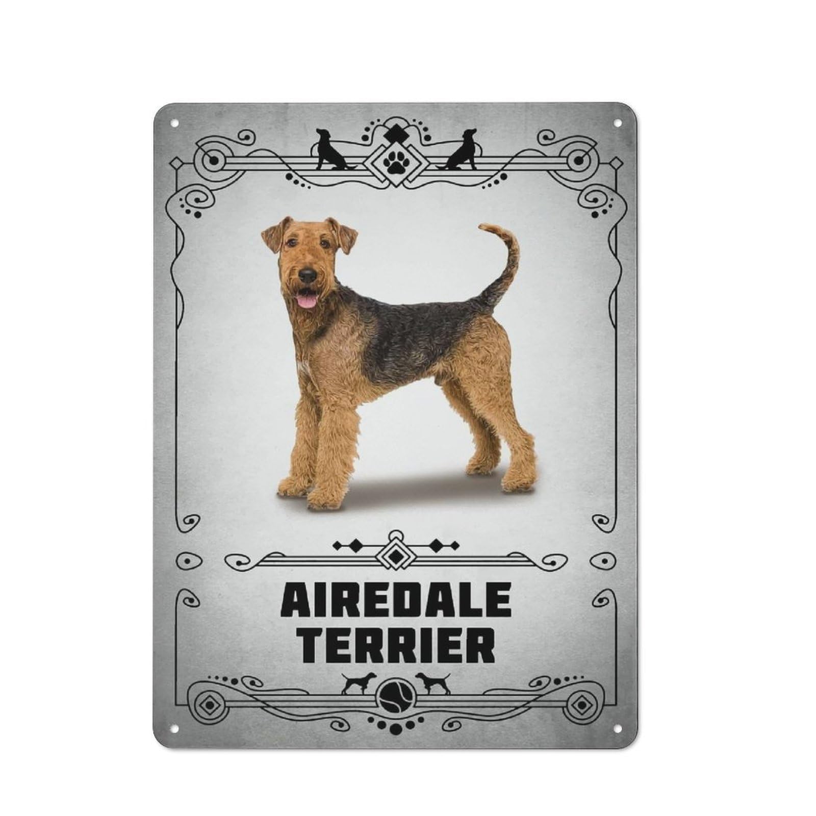 Airedale Terrier Urban Metal Wall Decor 40x30cm, Industrial Metal Sign for Flat, Bar, Studio Or Gallery Wall