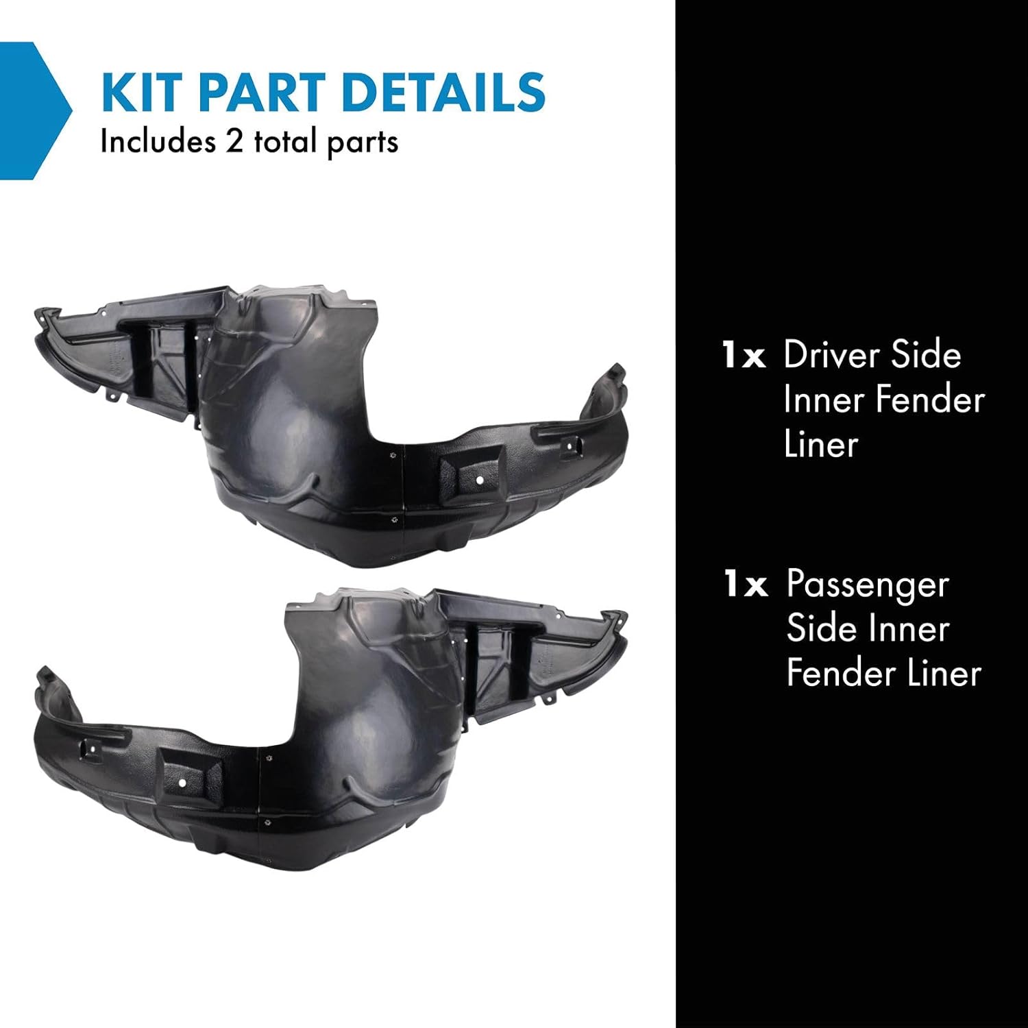 TRQ Inner Fender Liner Set Compatible with 2006-2007 Subaru B9 Tribeca 2008-2014 Tribeca SU1248120 SU1249120