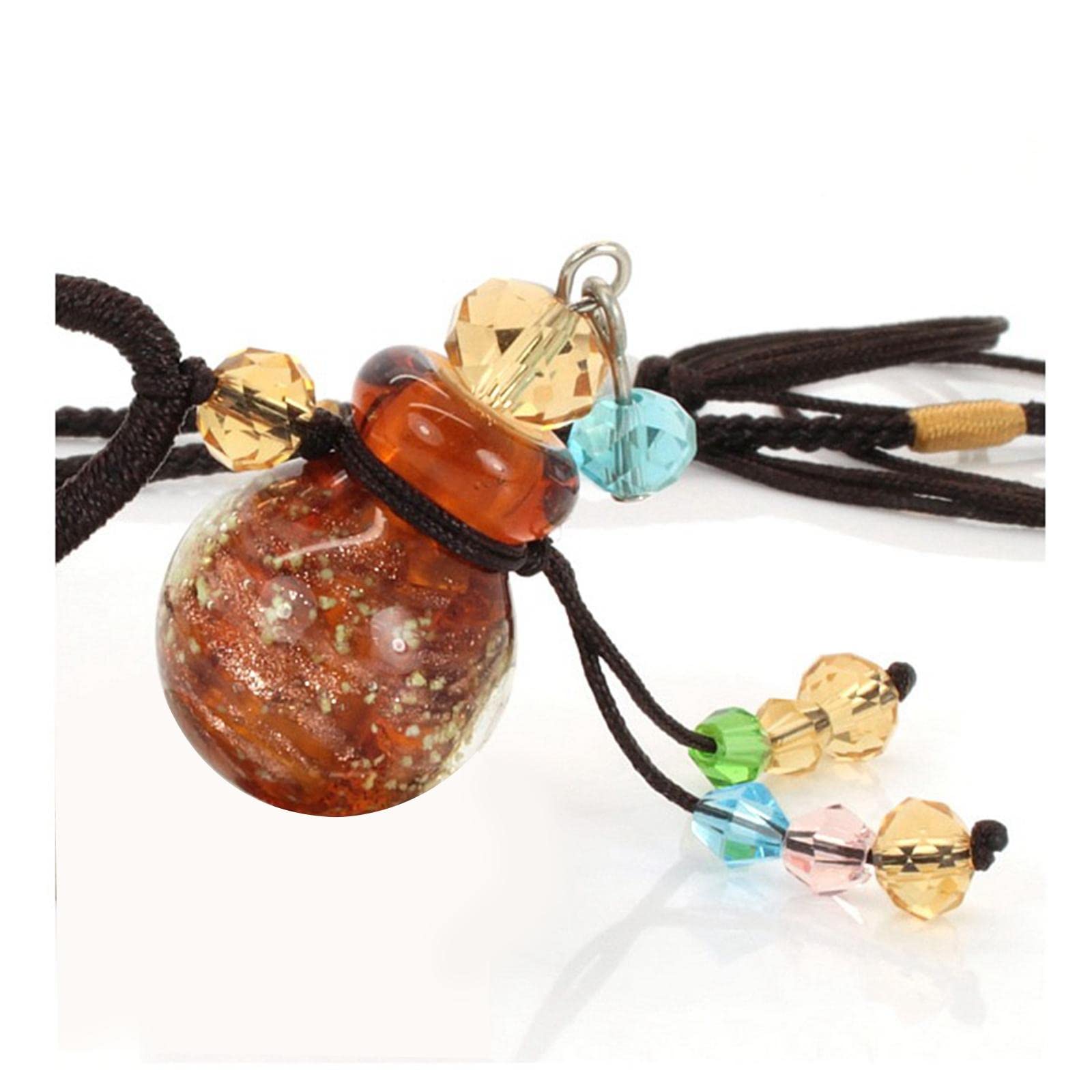 Bnf Glass Small Gourd Essential Oil Diffuser Pendant Necklace Perfume Bottle Amber|Health & Beauty | Bath & Body | Travel Bottles & Containers-image-1