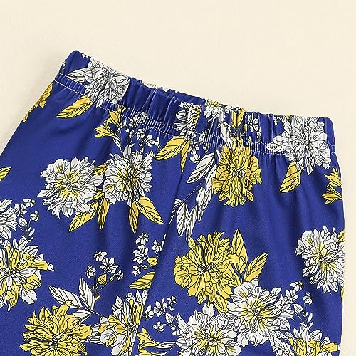 Image of Axumity Kid Girl Clothes Ruffle Sleeve Top Floral Allover Pants 3-9 Years Fall Outfit Set