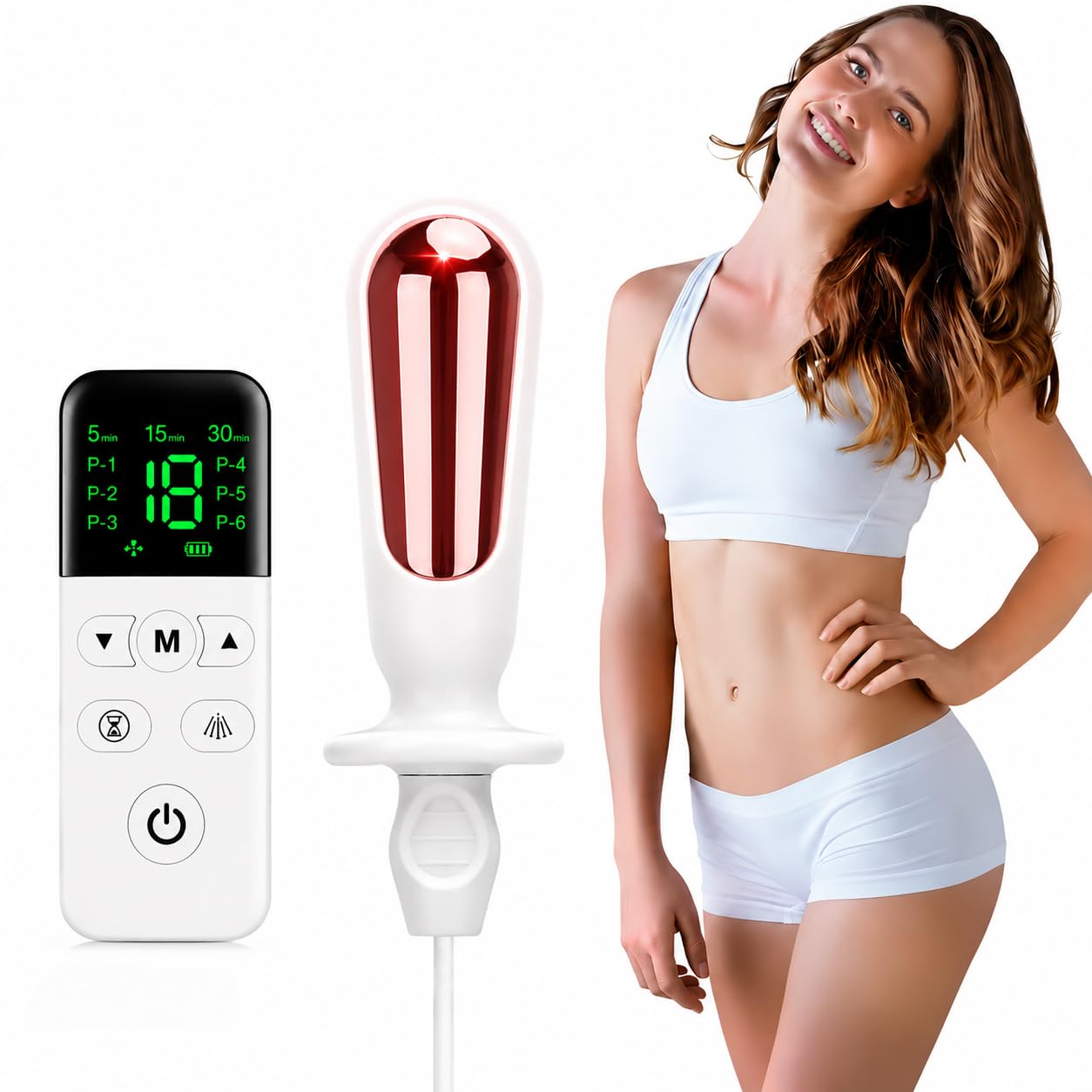3-in-1 Beckenbodentrainer für Frauen – EMS, Rotlicht & Vibrationsmassage | Elektrischer Kegeltrainer zur Stärkung der Beckenbodenmuskulatur, Blasenkontrolle und Rückbildung nach der Geburt