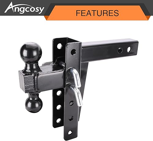 Miniatura 4 de Soporte de enganche de remolque de doble bola ajustable, receptor de 2 pulgadas, caída y elevación de 6 pulgadas, perfecto para camiones y vehículos