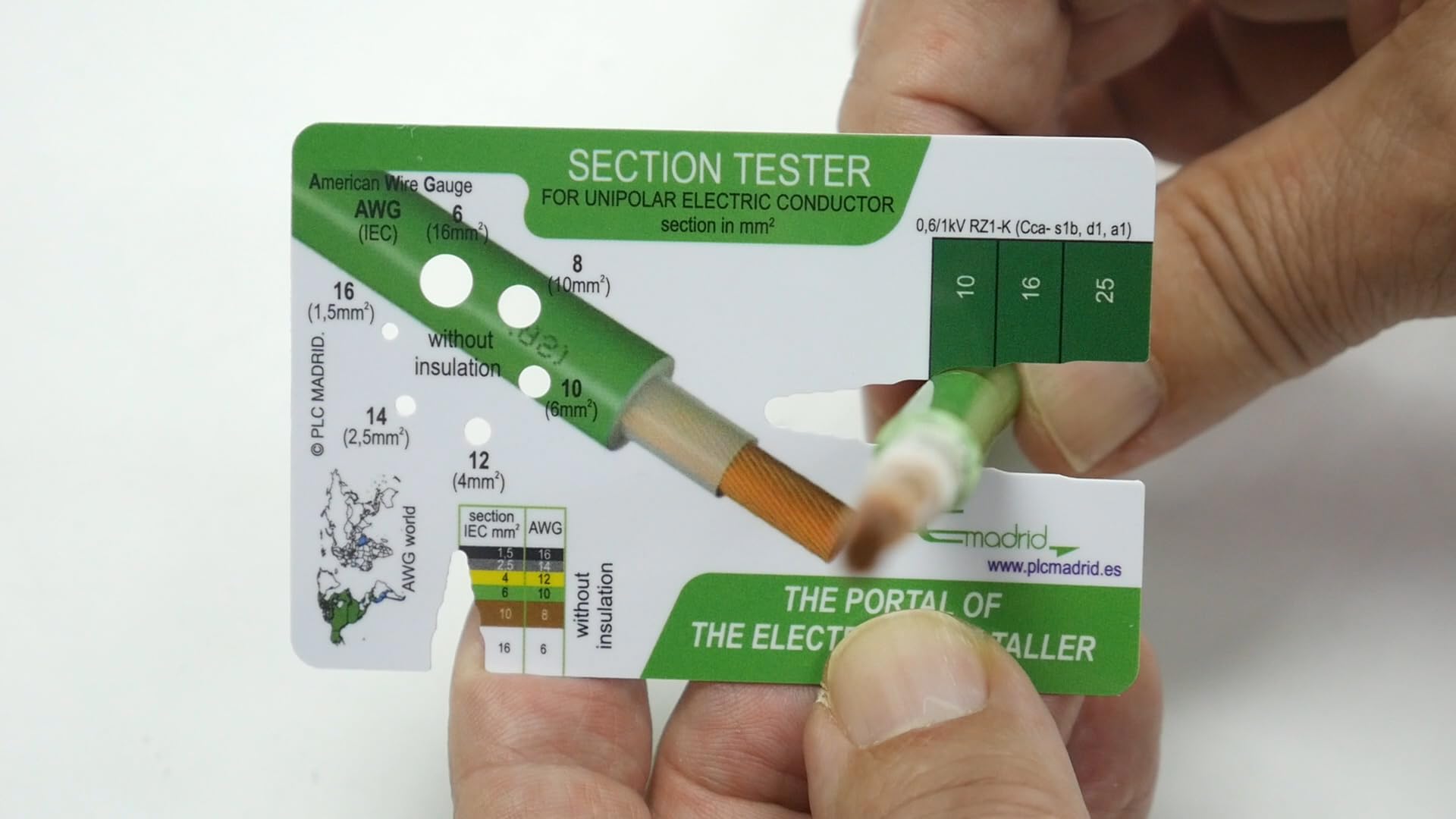 Genérico Comprobador de secciones de conductores eléctricos