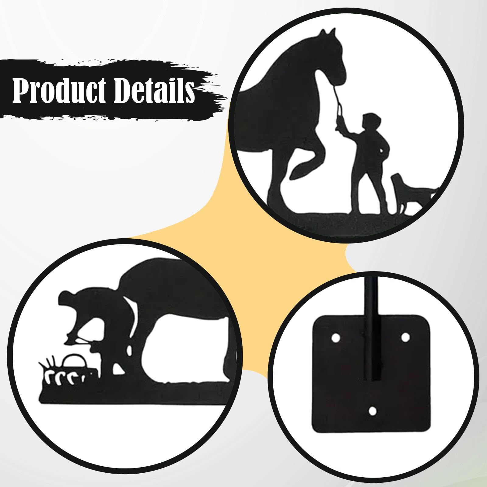 MagiDeal Veleta para Caballos, indicador de dirección del Viento, Veleta para Exteriores, Patio, jardín, Techo, Granja, Caballo con Hombre