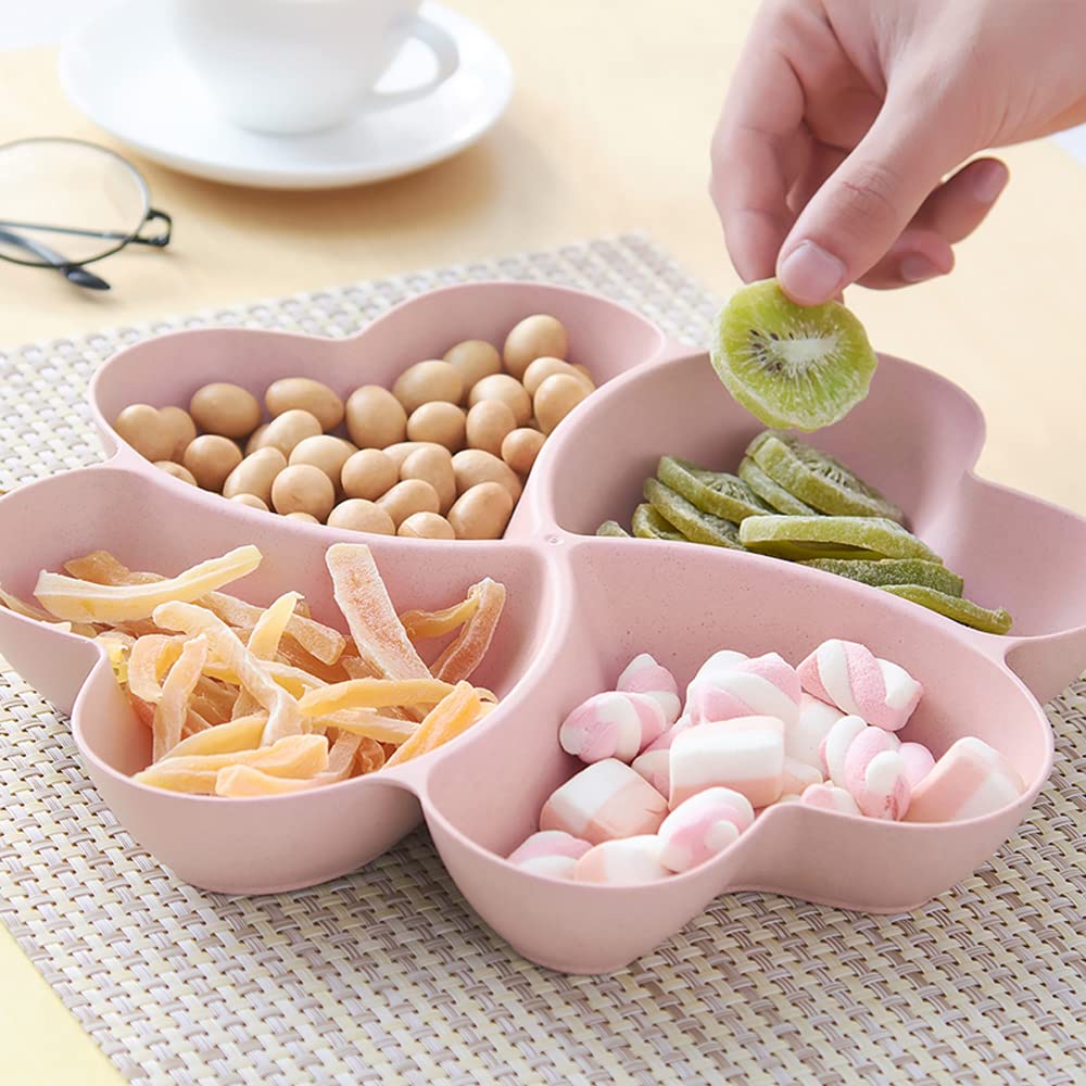 Set 4 Vassoi Portasnack Con Scomparti - Plastica Alimentare Riutilizzabile Per Feste, Antipasti, Frutta E Dessert - 22,8 Cm