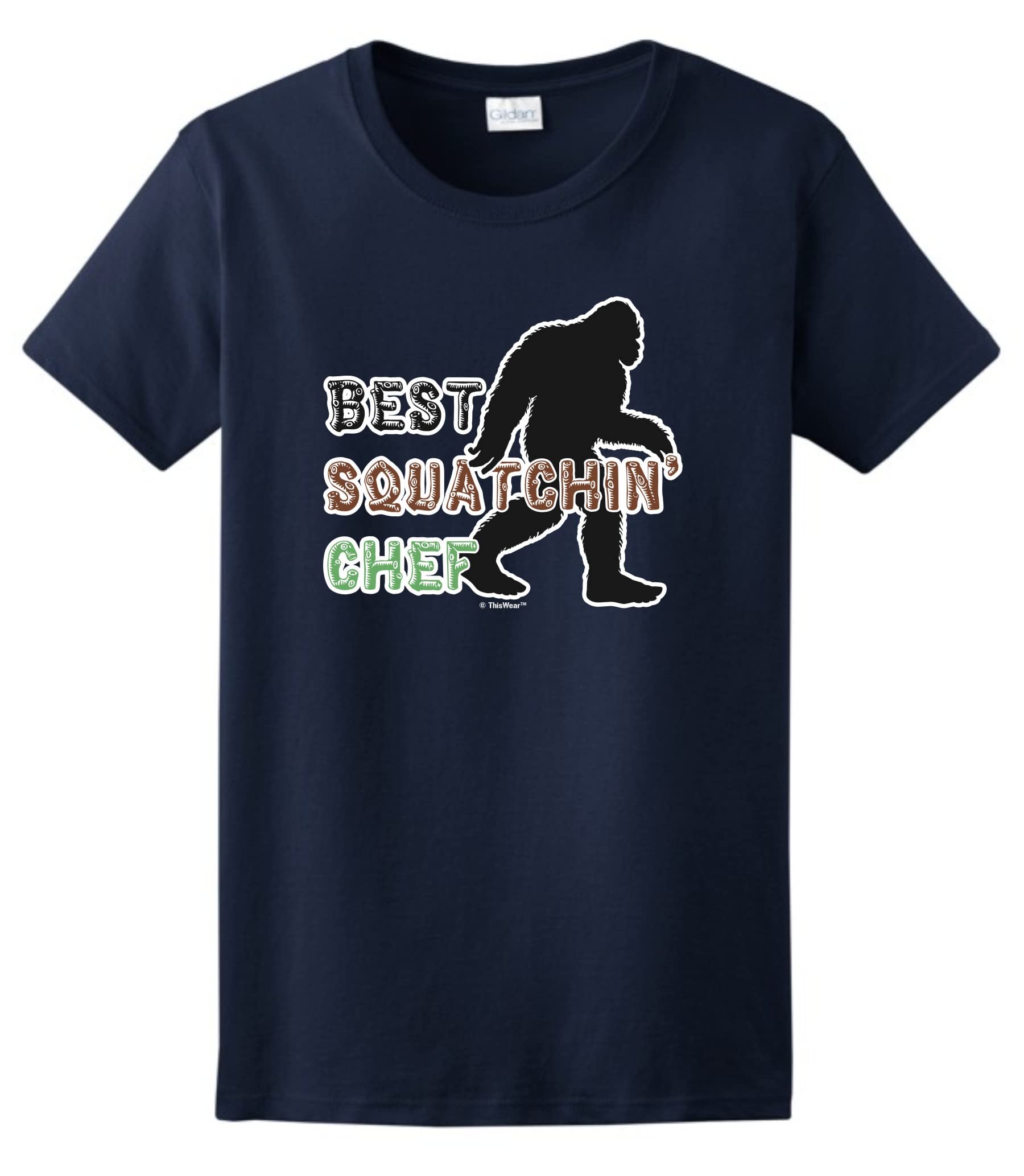 Chef Gifts for Women Best Squatchin Chef Ladies Short Sleeve T-Shirt Small Navy