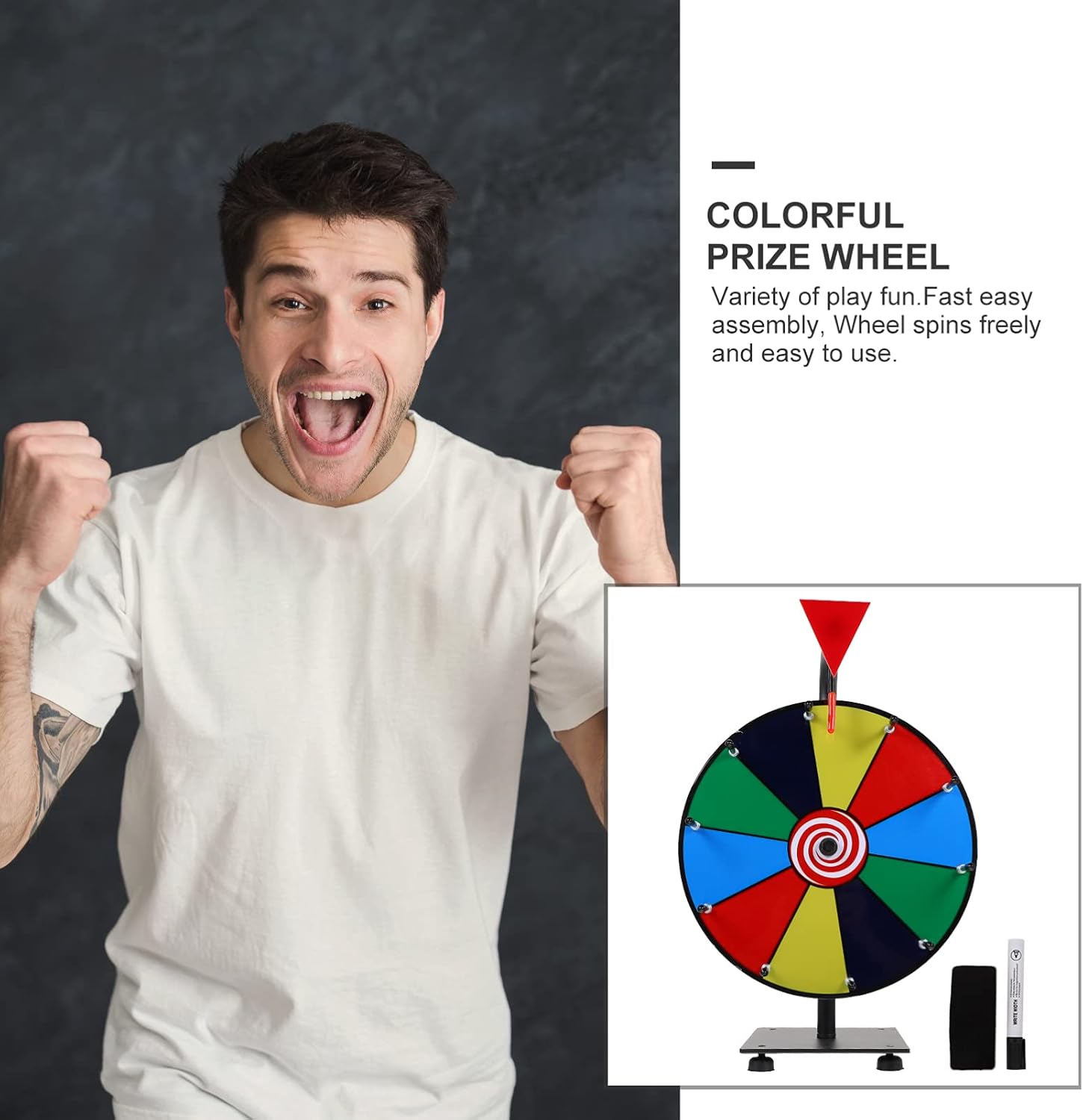 VANZACK Erasable Prize Wheel for Company Events 1 Set Sturdy Lightweight Spinning Wheel Slots Fun Game for Parties and Fundraisers