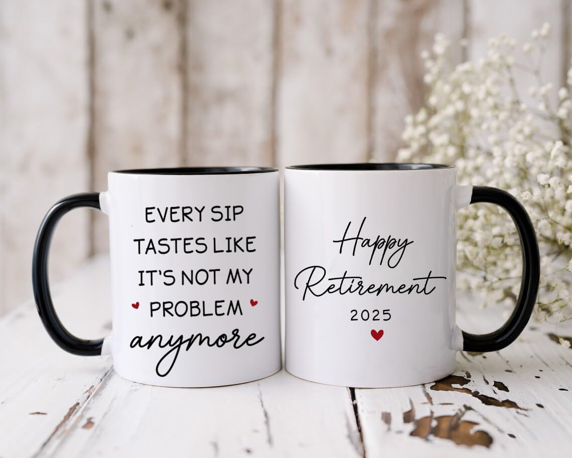 Retirement Gifts For Men, Women, Teacher, Coworker - Funny Retired Coffee Mug - Not My Problem Cup - Ideas for Friend, Colleague, Boss For Retired, Birthday, Christmas Presents - Image 2