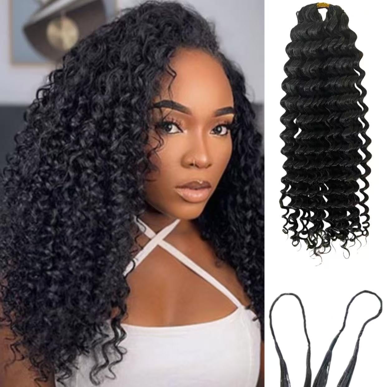 Water Deep Wave Crochet Human Hair Extensions 16 Inch Knotless Pre-Separated Amazon.com : Knotless Pre-Separated Water Wave Human Hair  main image 3
