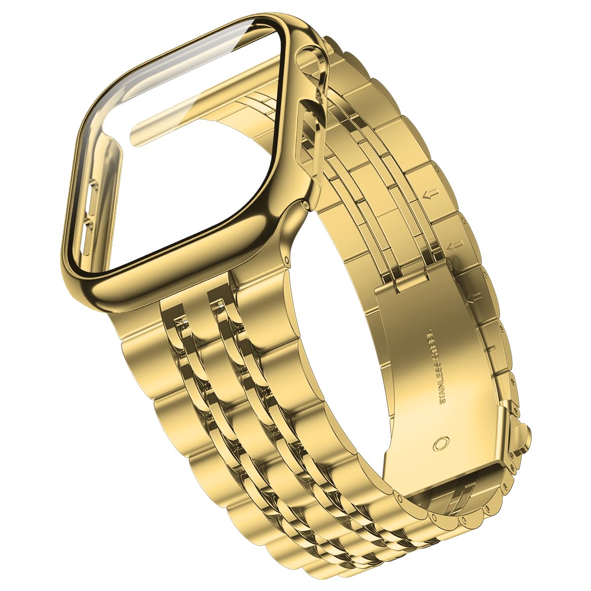 Wolait Compatible with Apple Watch Bands for Men 49mm 46mm 45mm 44mm 42mm 41mm 40mm 38mm,Stainless Steel Metal iWatch Bands with Screen Protector Case for Apple Watch Series11-1SE3/2/1,Ultra 3 2 1