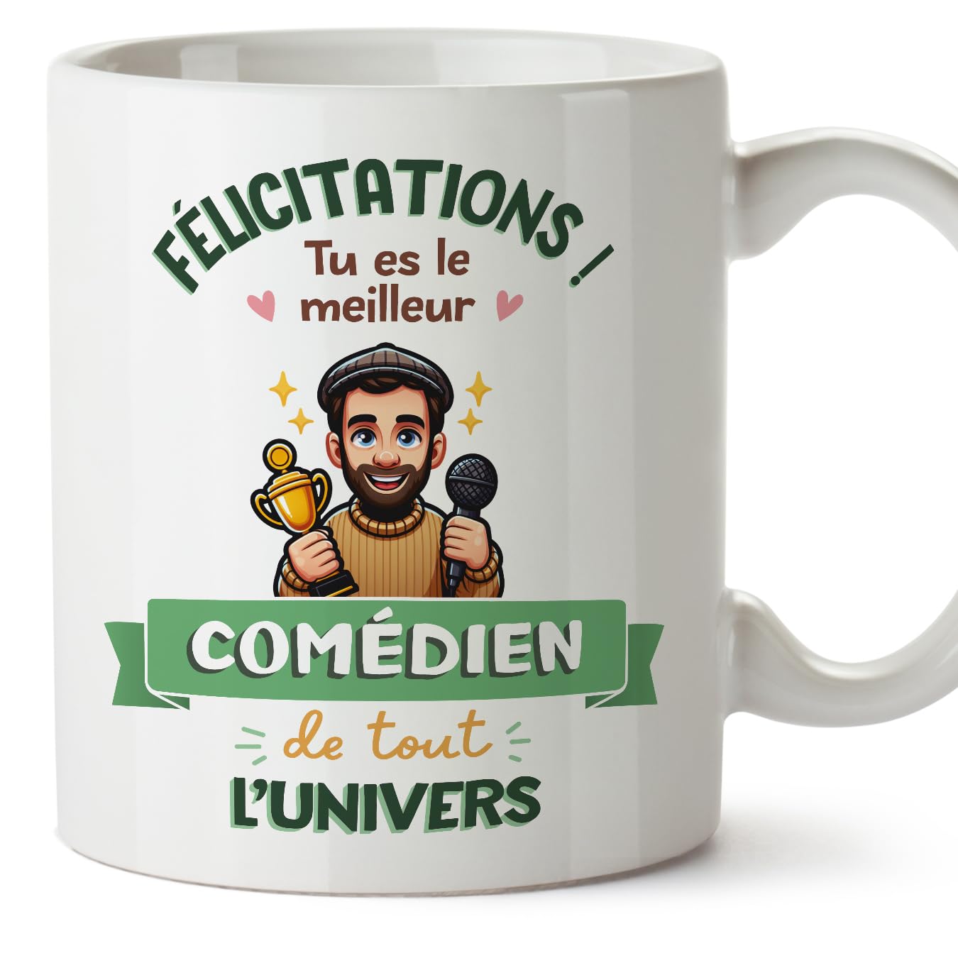 MUGFFINS Comedian Man Mug - in French - Meilleur Univers Trophée - Funny Gift for Colleagues - Ceramic 11oz Mug — image 1