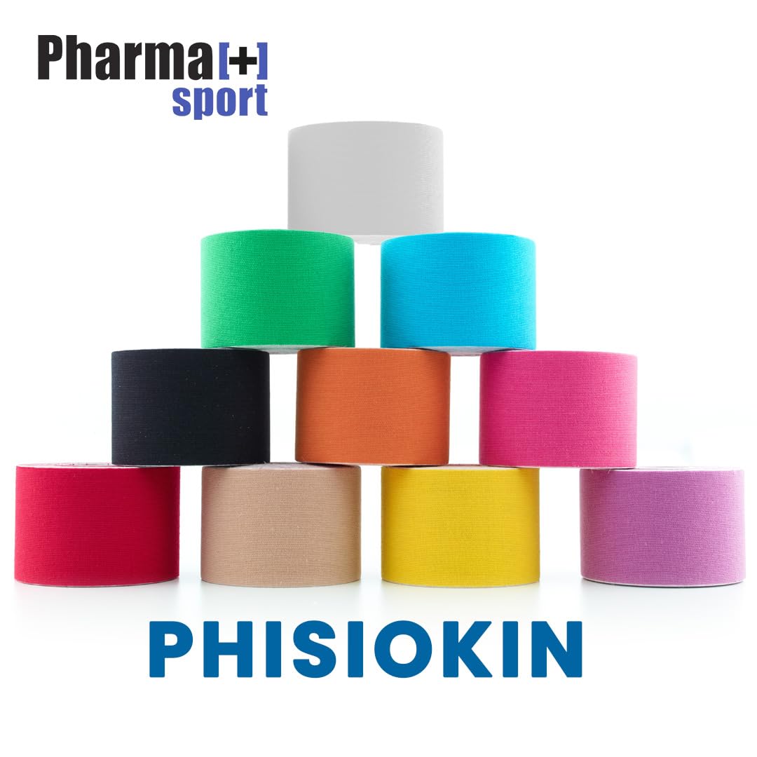 Nastro Kinesiologico PHYSIOKIN – Tape Professionale 5cm x 5m Elastico Taping Neuromuscolare, Traspirante, 10 Colori Sport, Riabilitazione e Fisioterapia (Verde, 6, unità)