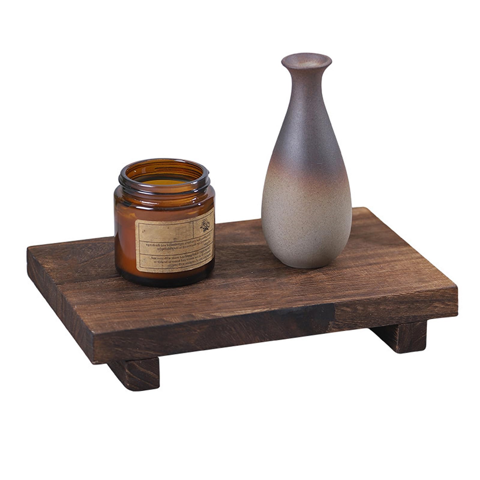 Soporte Decorativo de Madera para Jabonera, Accesorios para el Hogar | Soporte de Pedestal Madera para Encimera, Bandeja de Maderas Pequeña con Pedestal, para Cosméticos, Perfumes, Lociones