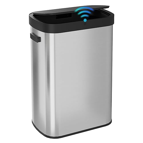 WLIVE Bote de basura automático de 13 galones, con sensor de movimiento de gran capacidad de 50 litros, sin contacto con indicador LED, con acabado