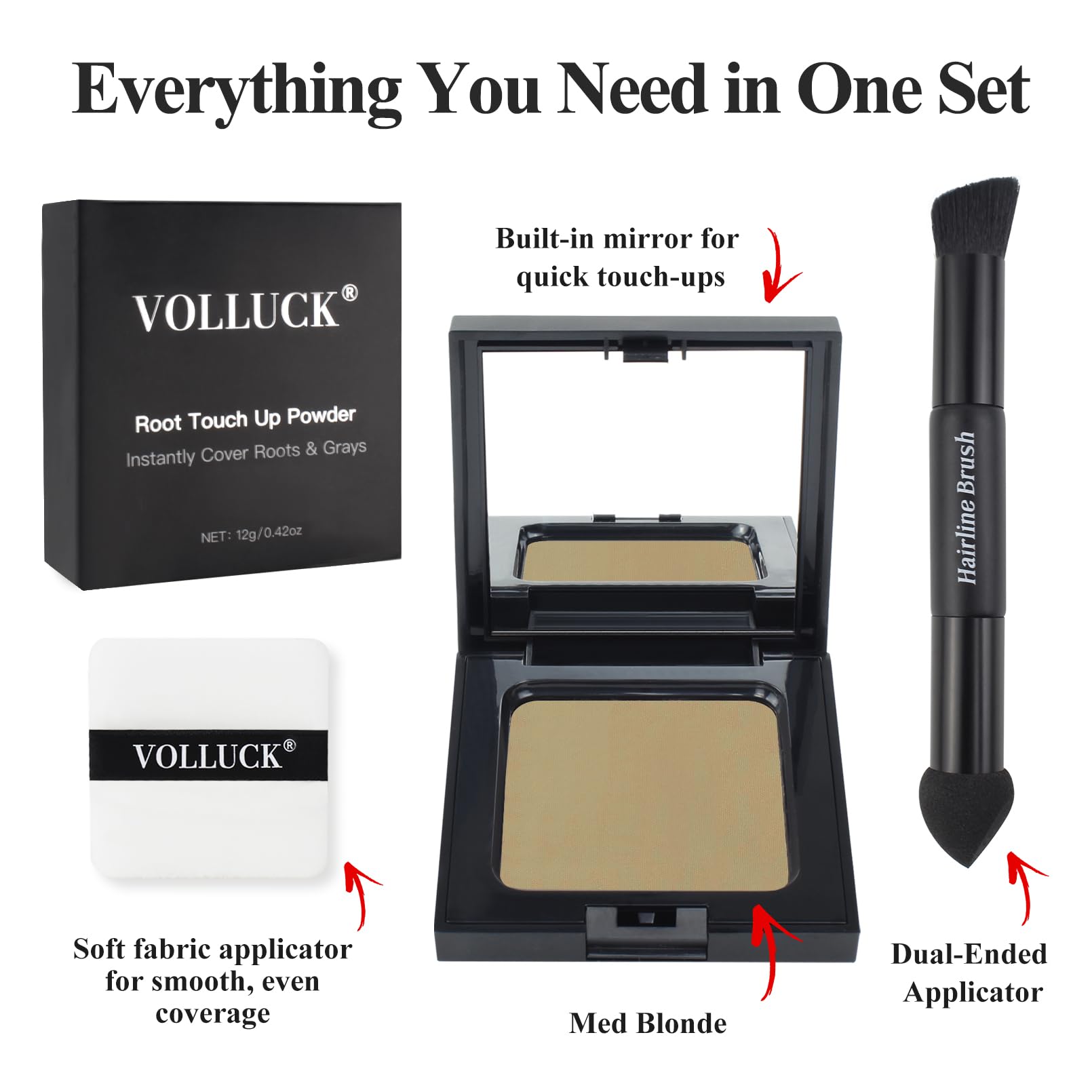 VOLLUCK Root Touch up Powder 12g, Covers Grey Roots & Conceals Thinning Hair, Hairline Powder for Men & Women, Natural Look - Image 2