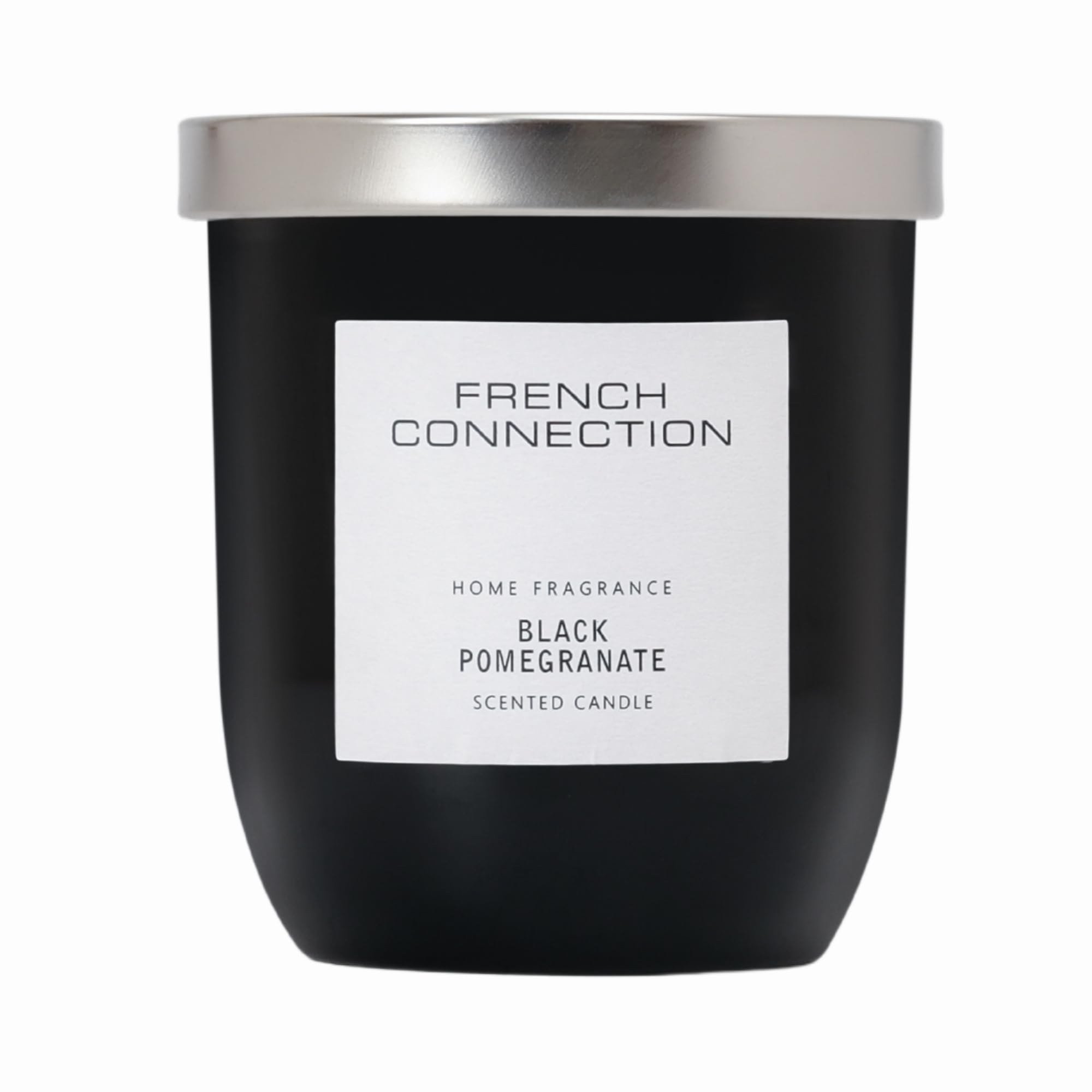 French Connection Black; White Black Collection Scented Jar Candle | Premium Shea Butter Wax | Long Burning Candles Gifts Box For Her | (Small - 163G, Black Pomegranate)