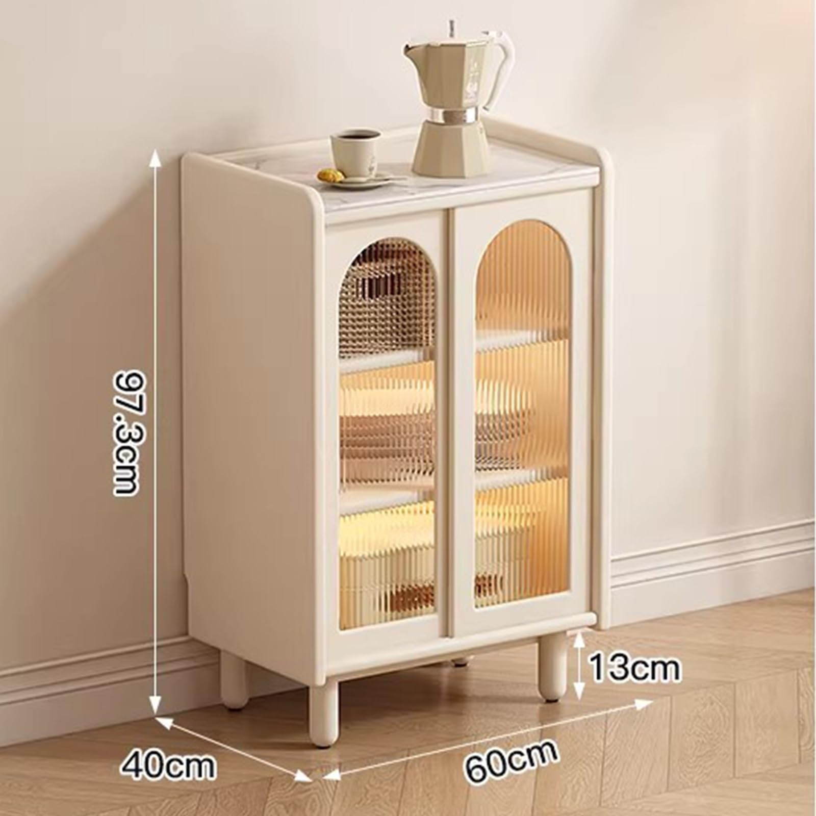 Zf9tBw5sH Unité d'îlot de Cuisine Armoire îlot avec Portes arquées en Verre cannelé, tiroirs et Pieds Solides