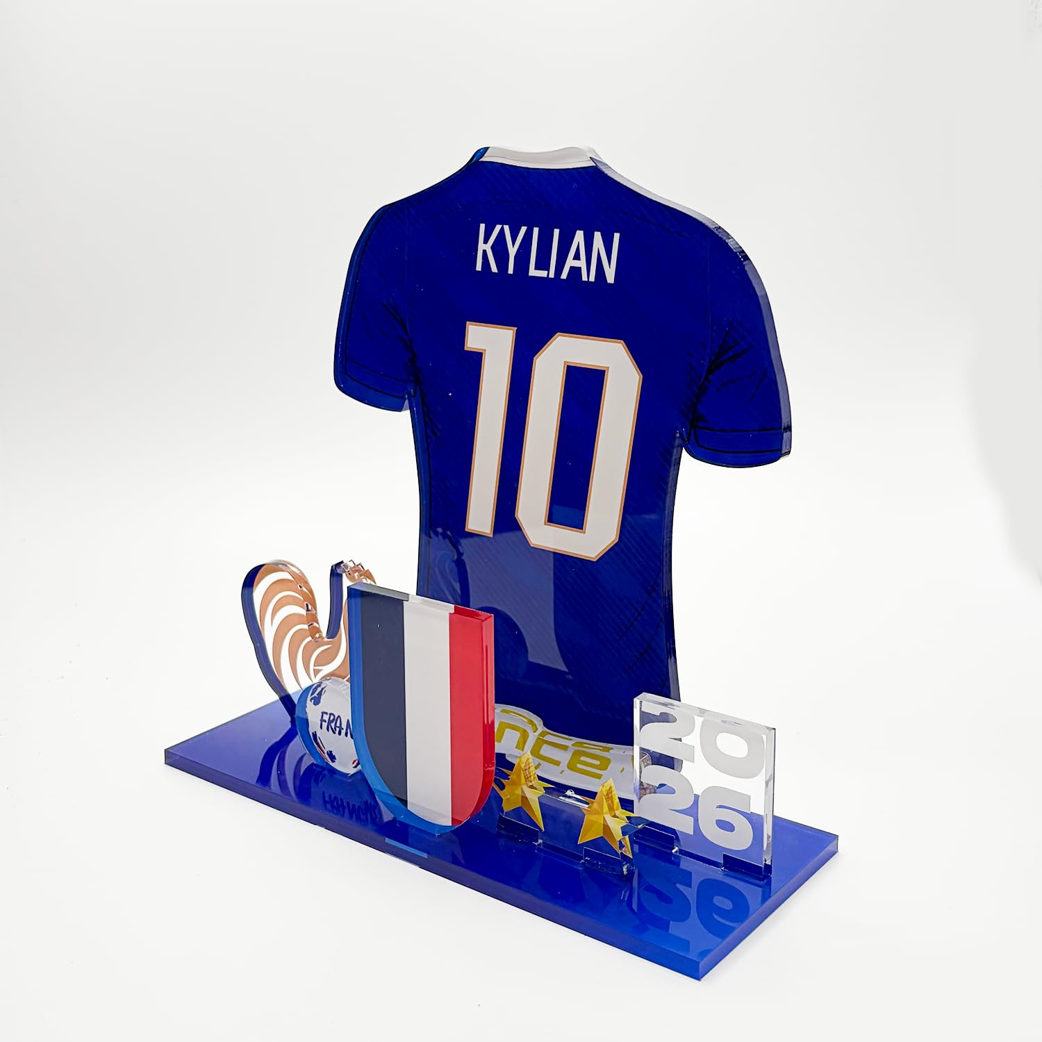 Kit Acrylique 3D Football France – Personnalisable Prénom & Numéro – Coupe du Monde 2026 – Décoration Supporter – Fabriqué en France (Bleu) | Personnalisable – Prénom & Numéro au choix