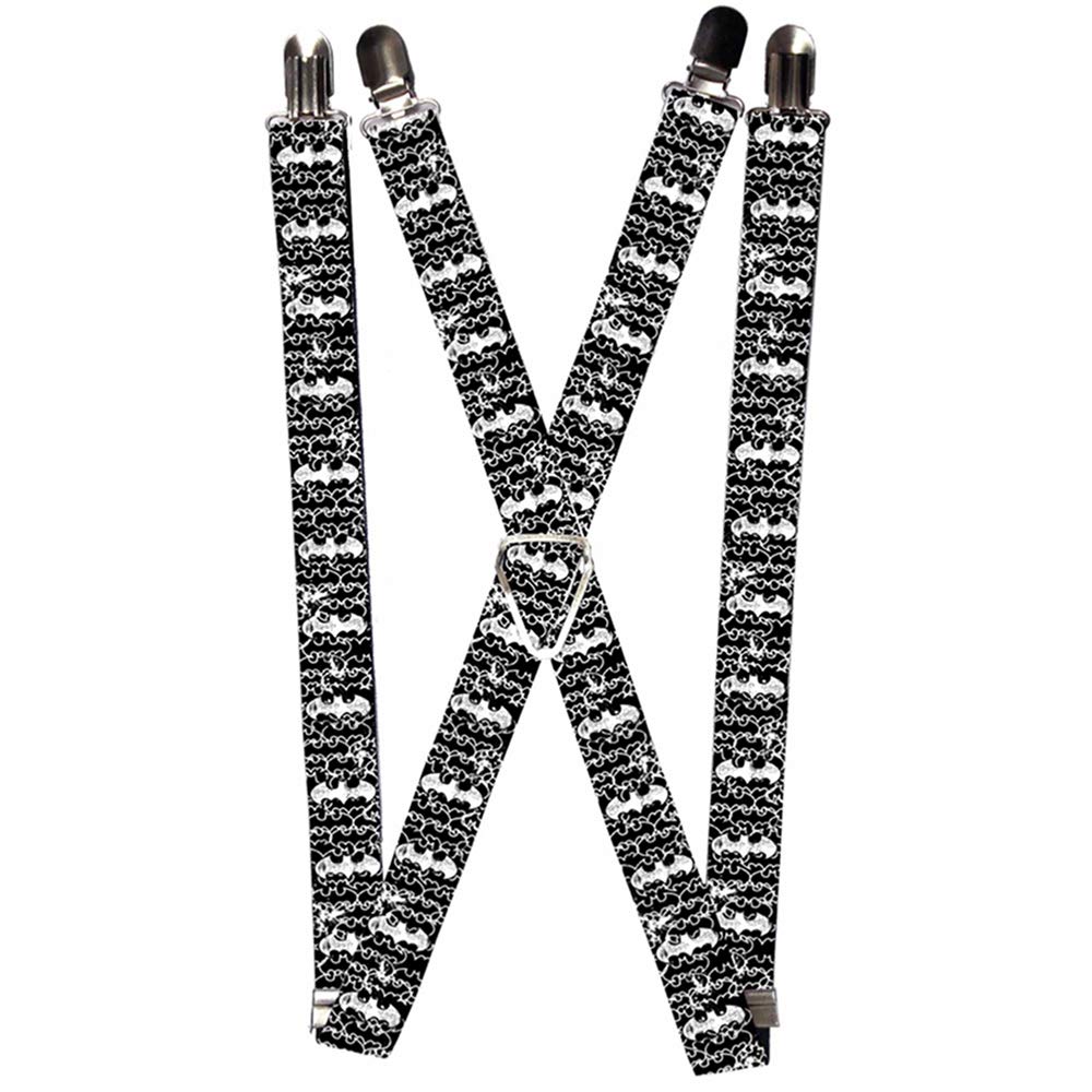 Buckle-Down Men's Suspenders - Batman Outlines Black/White Suspenders, Multicolor, One Size UK