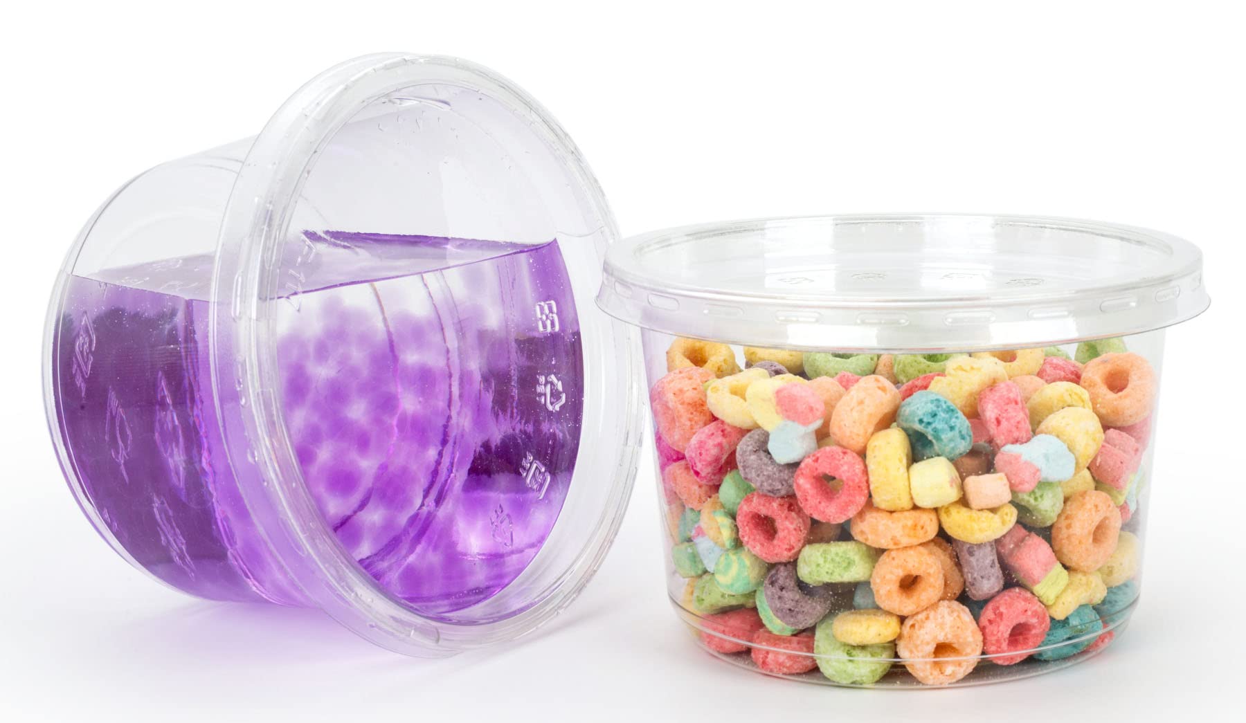 Golden Apple, 16oz. Ultra Clear Recycled PET Plastic Round Deli Container and Flat Lid Combo - 20sets