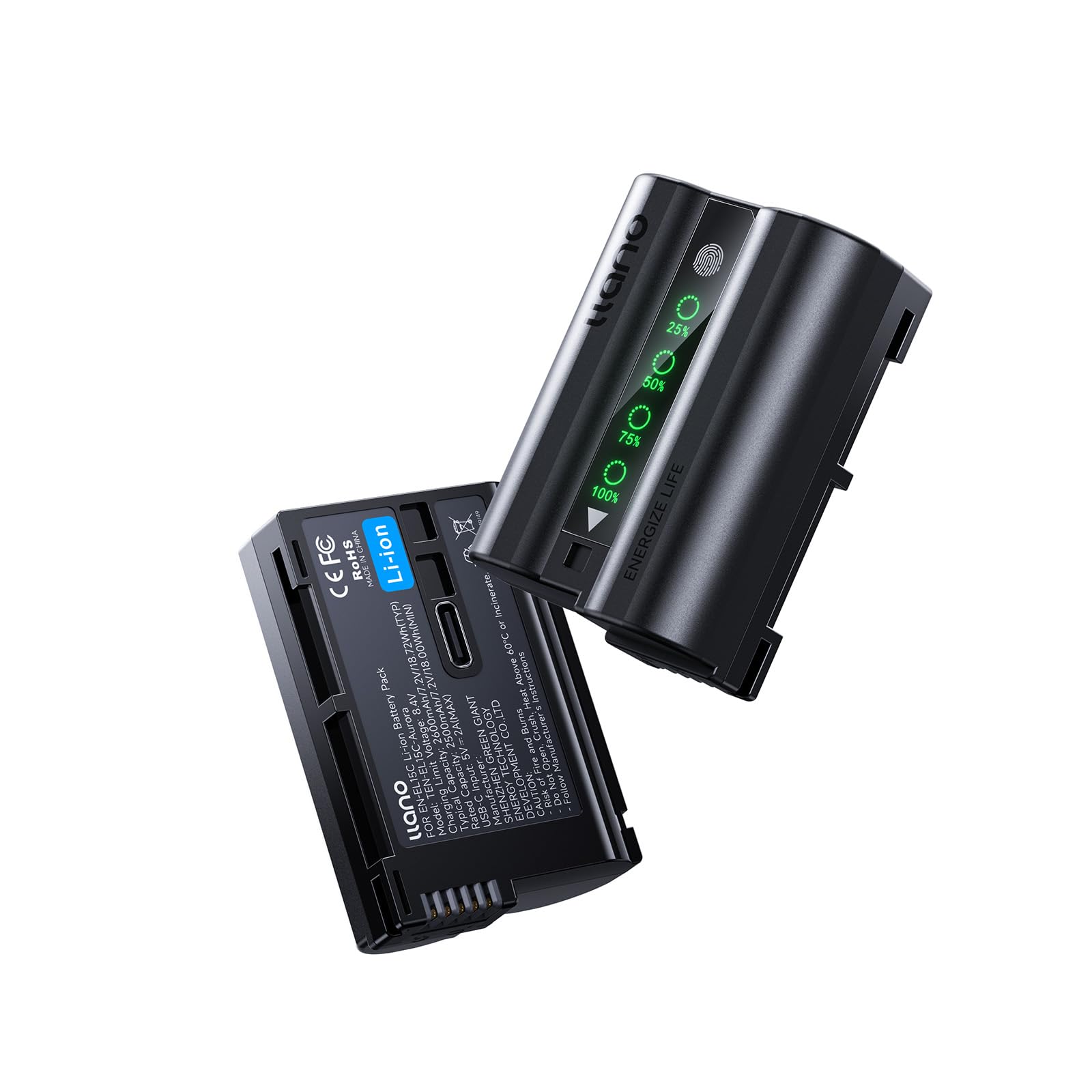 Amazon.com: llano 2-Pack 2600mAh Aurora USB-C EN-EL15C Battery for