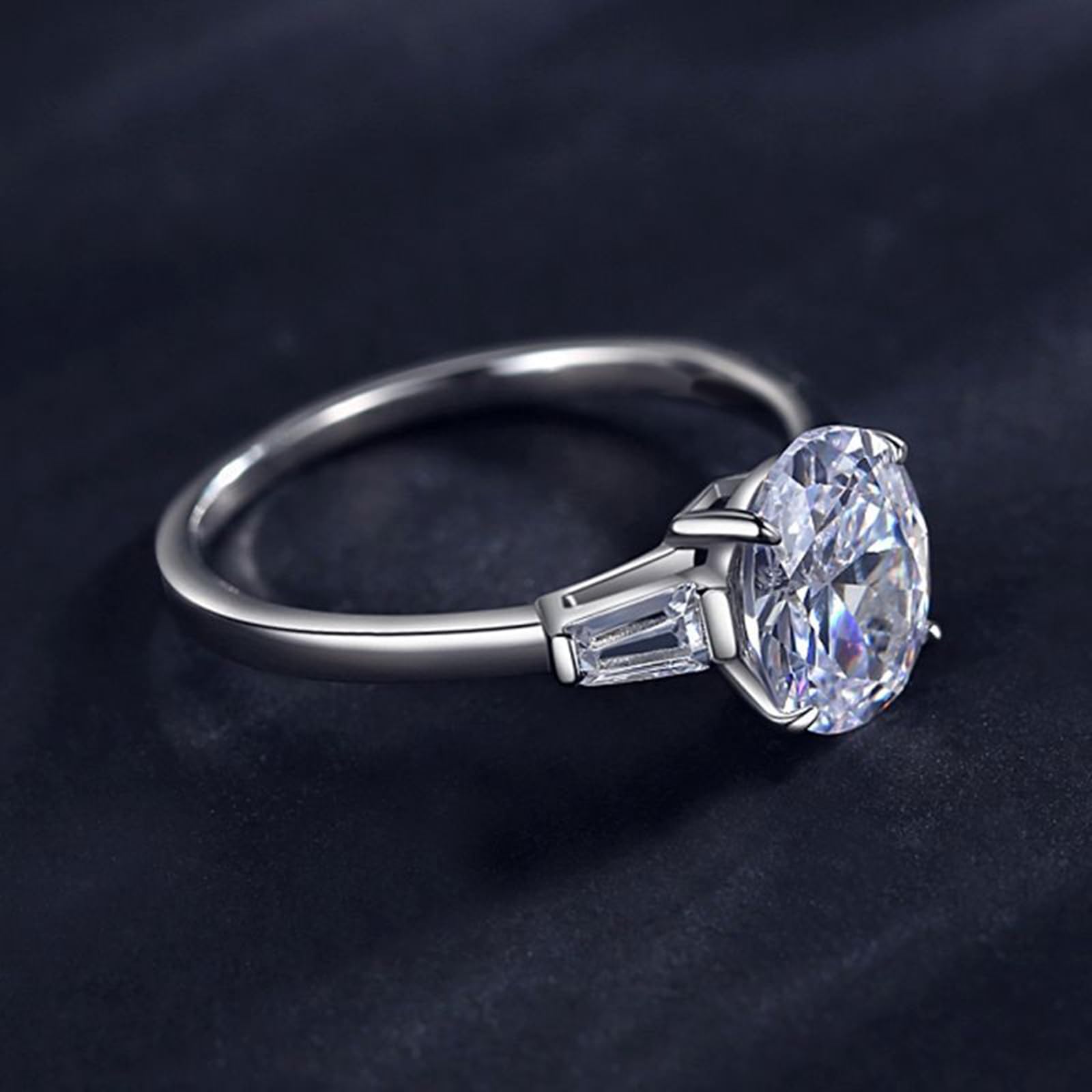 3 kamienie obrączki ślubne, pierścionki zaręczynowe dla kobiet z 2-karatowym moissanitem, złote pierścionki dla kobiet 18 K, rozmiar 47 (15,0)-65 (20,7)