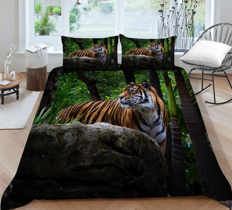 Funda nórdica de tigre para cama 105: juego de microfibra con 2 fundas