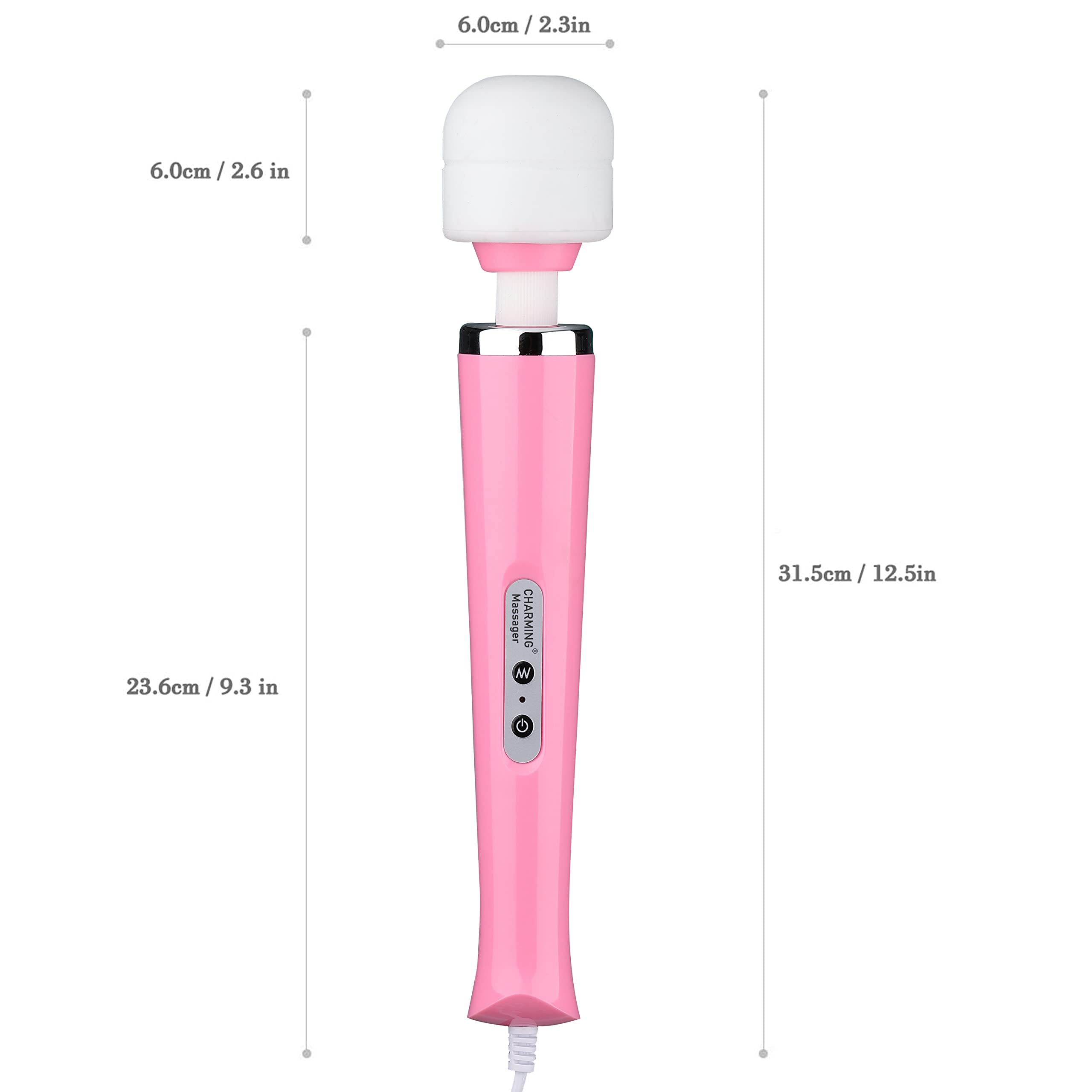 CHARMING Wired Powerful Handheld Massager with Strong 10 Vibrations Back Massage, Personal Therapy Massager for Sports Recovery, Muscle Aches, Full Body Pain (): Pink