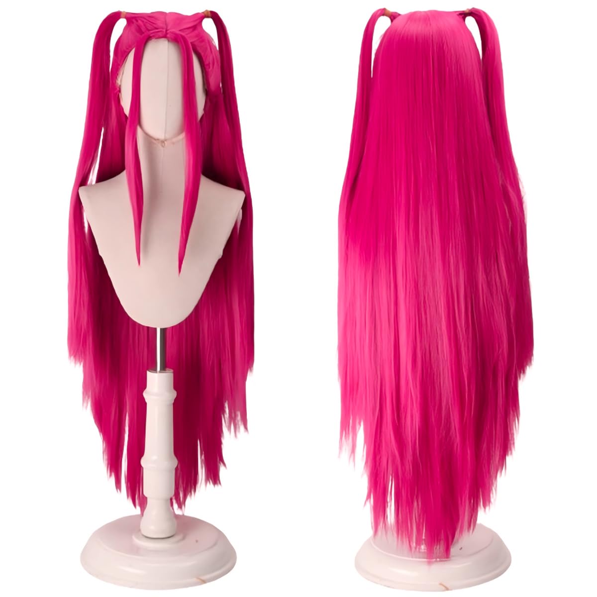PORSMEER Parrucca Costume Cacciatori di Demoni Mira, parrucche per cosplay, lunghe, lisce, rosa acceso, accessorio per capelli per donne e ragazze (Demon Hunters-Mira)