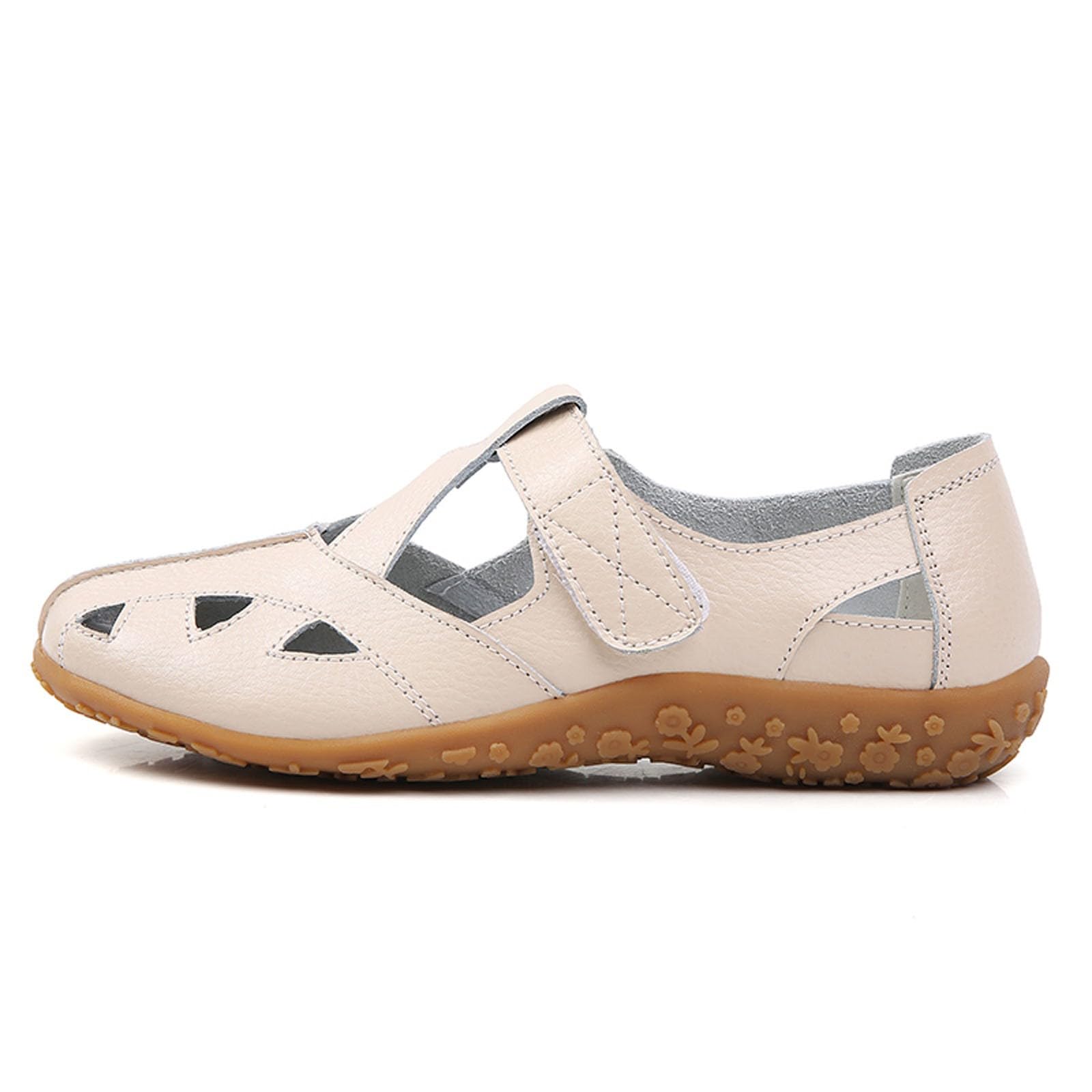 Sandales Orthopédique Femme Été Confortable Respirantes Fermées Randonnée Cuir Sandales Antidérapantes Légères Semelle Souple Chaussures de Plage d'été Femmes Chaussures
