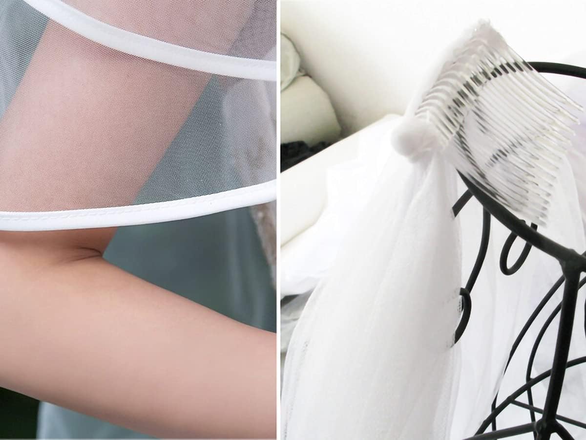  Bridal Veil Wedding Veils Women's White Tulle Short Veils Ribbon Edge With Comb for Brides Bachelorette Hen Party thumbnail