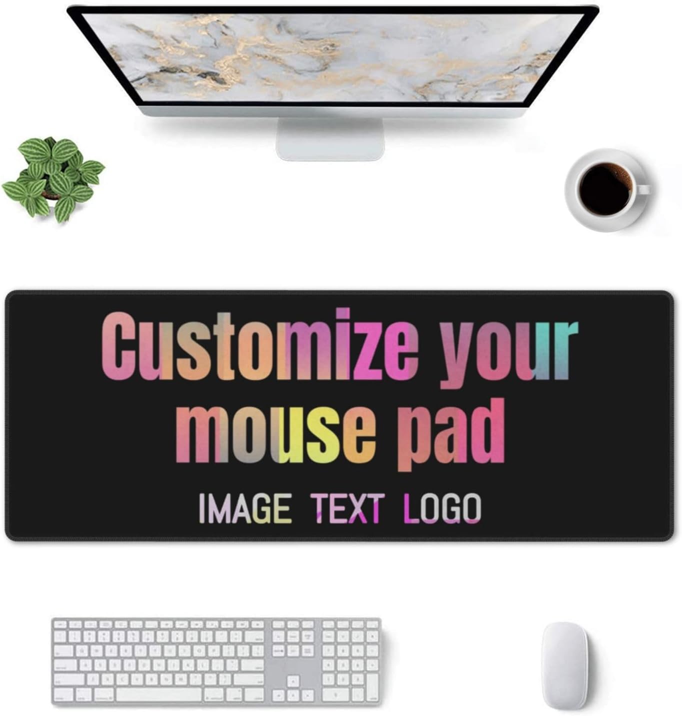 Custom Mouse Pad with Photo Text Logo, Personalized Large Gaming Mousepad, Customized Office Mouse Mat Gift for Men Women Husband Dad on Birthday Anniversary Christmas, 35.5 x 16 inch