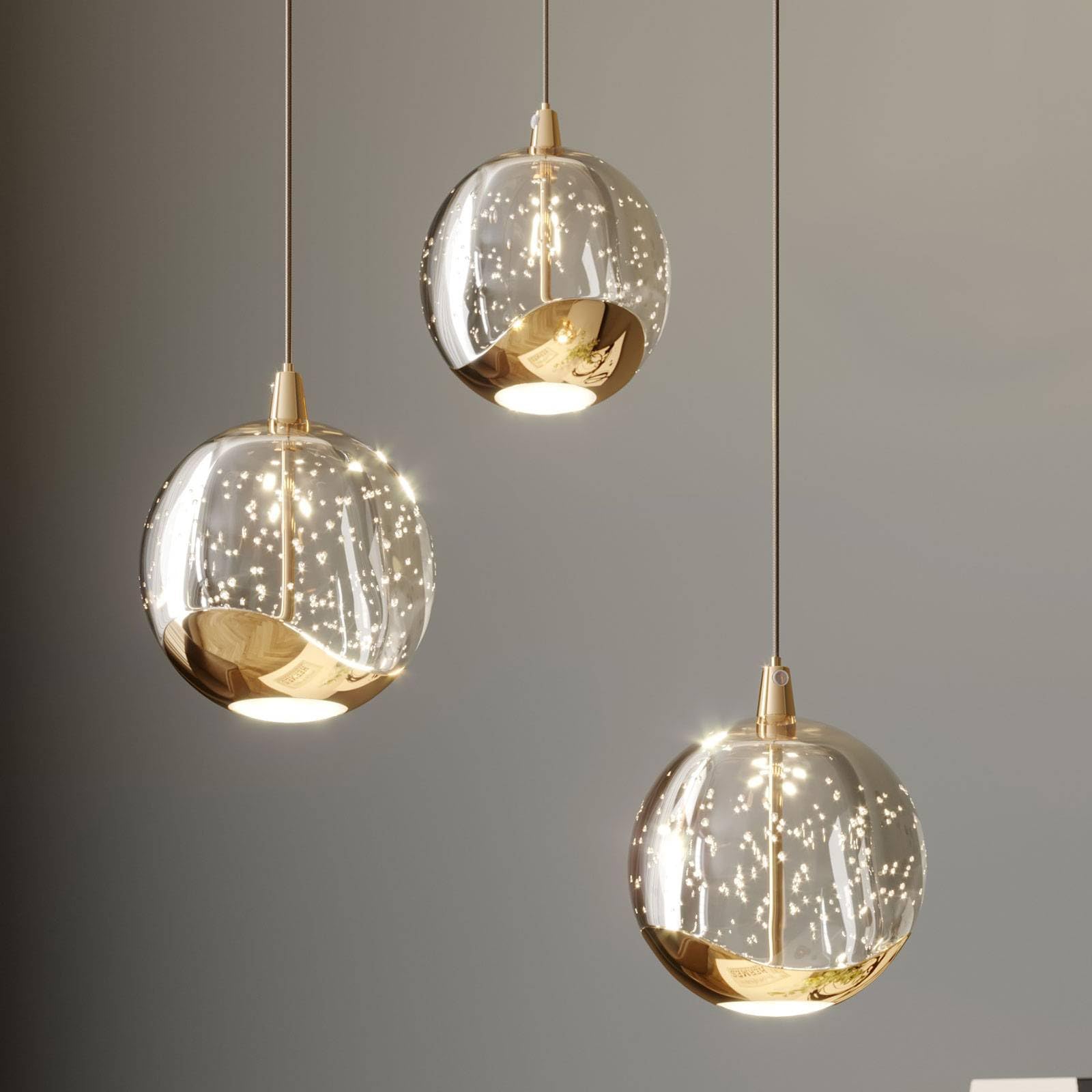 Lucande LED Pendelleuchte Hayley (Modern) in Transparent aus Glas (3 flammig,) - Hängelampe Esstischlampe Hängeleuchte Wohnzimmerleuchte
