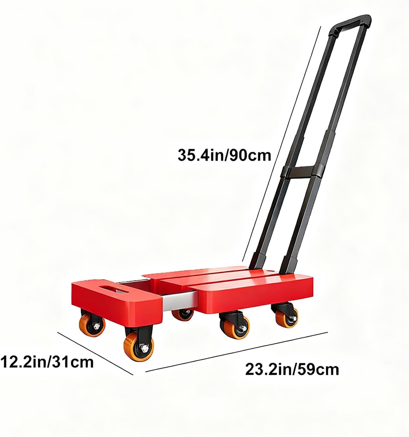 Foldable Cart with Wheels Adjustable Handle Portable Trolley for Travel Camping Moving & WarehouseLightweight Folding Handcart