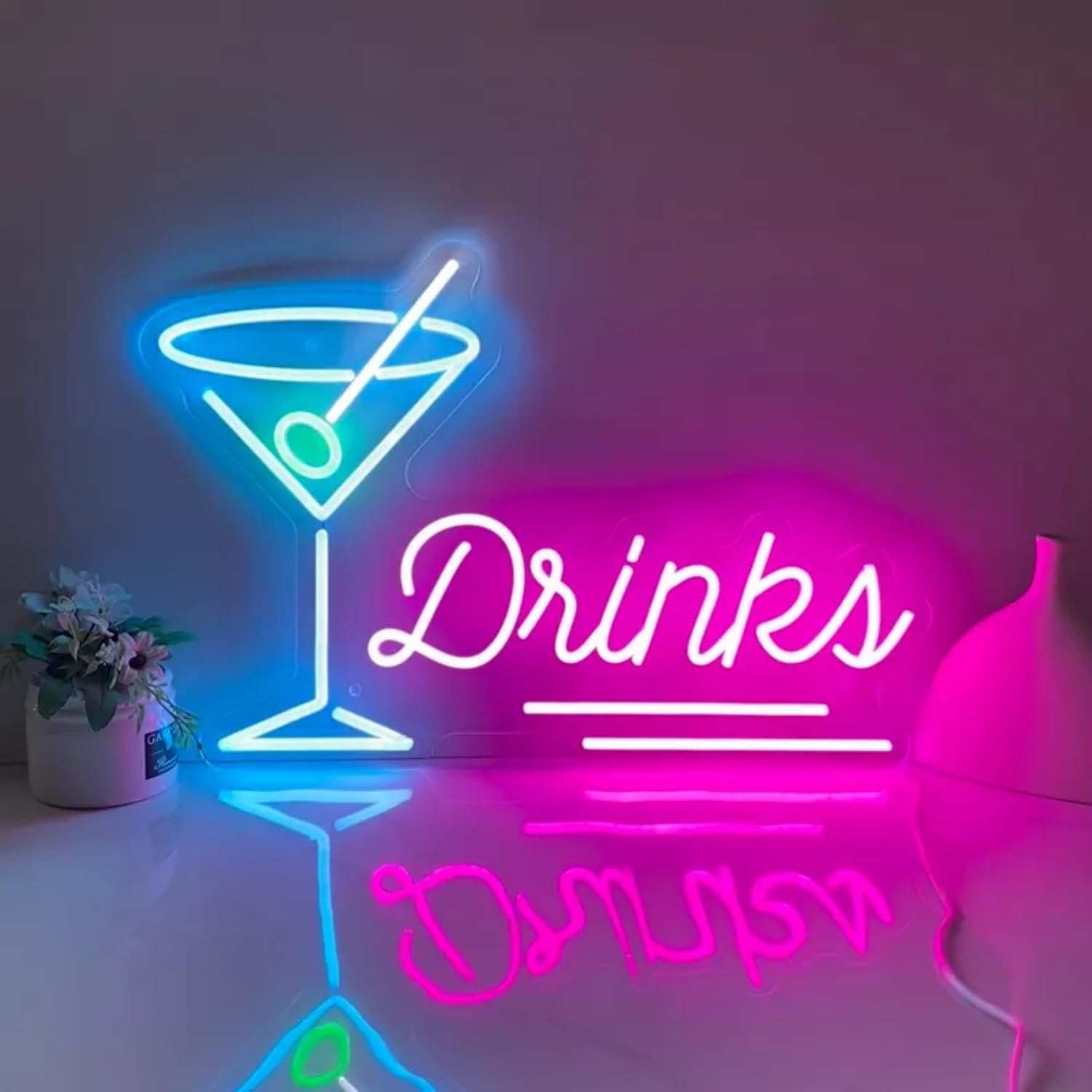 Bar LED Neon Signs Collection - Cocktail, Drinks, Bar Themed Designs, Cocktail Wine Drinking Neon Light, Cocktail Room Wall Pub/Restaurant Ambient Lighting & Wall Decor, USB Powered