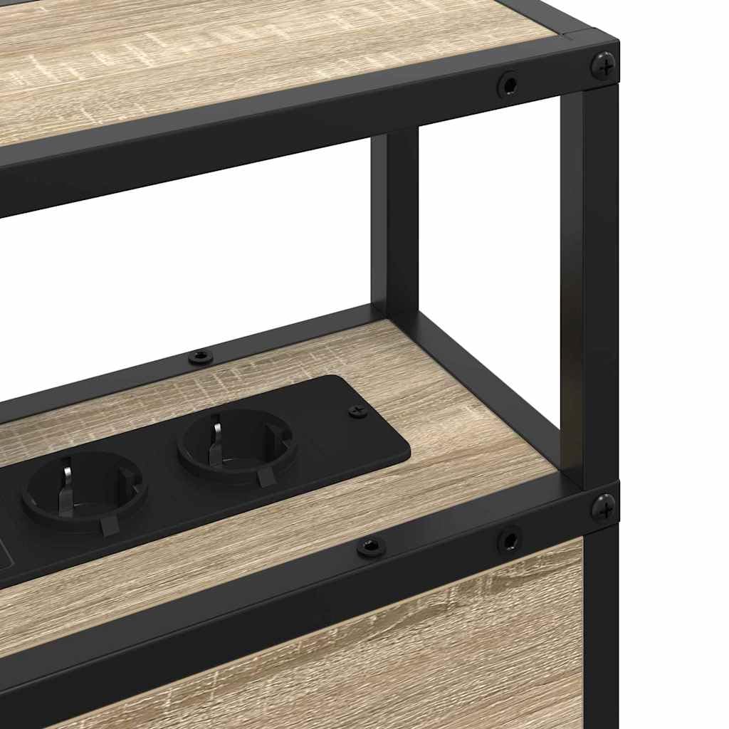 vidaXL Stauraum-Kopfteil mit Speicher Sonoma-Eiche Holzwerkstoff, Moderner Schlafzimmer, rechteckiges Kopfteil mit Stauraum, praktische Regale, stylisches Design, trendgemäßes Möbelstück
