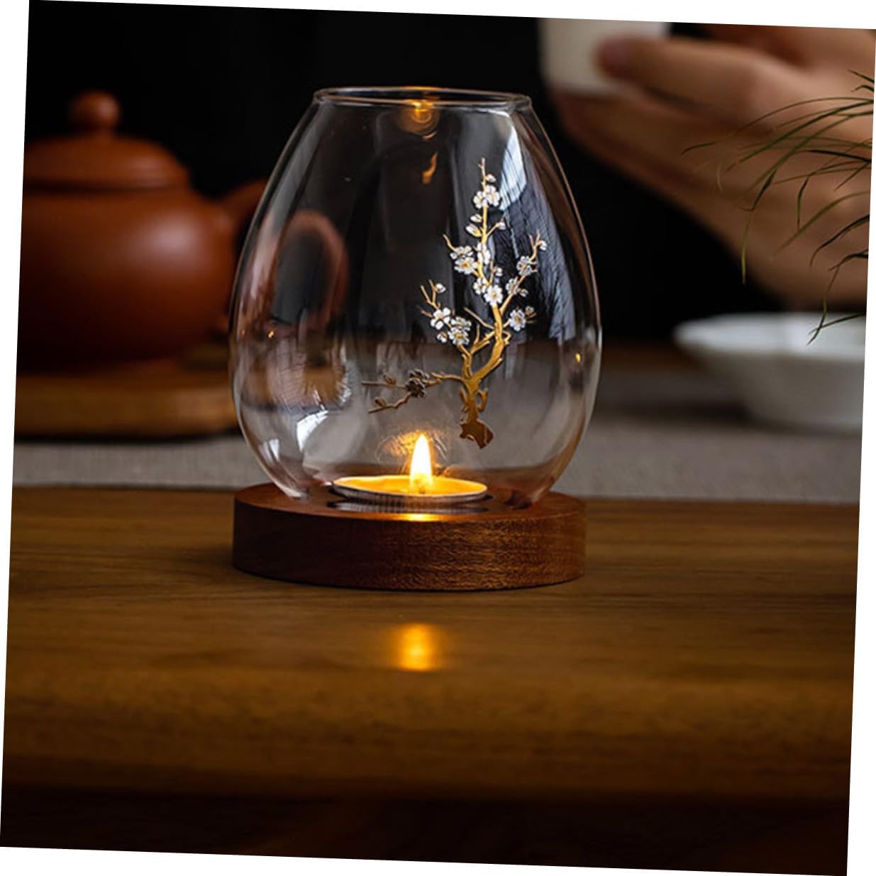 Glass Candle Shade Decorative Glass Craft Candle Cover with Flower Pattern for Romantic Dinner for Home Décor